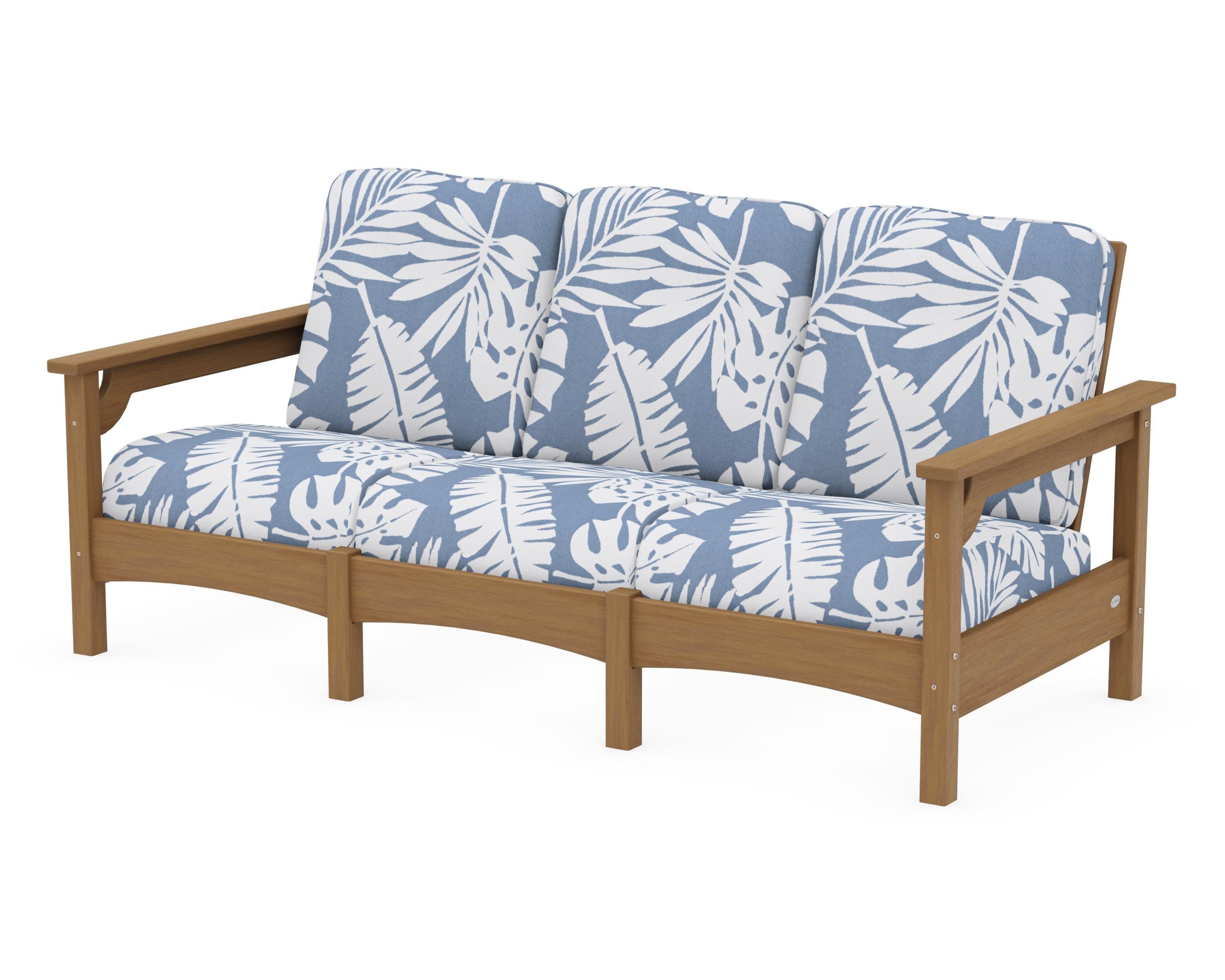 Club Sofa in Natural / Leaf Sky Blue