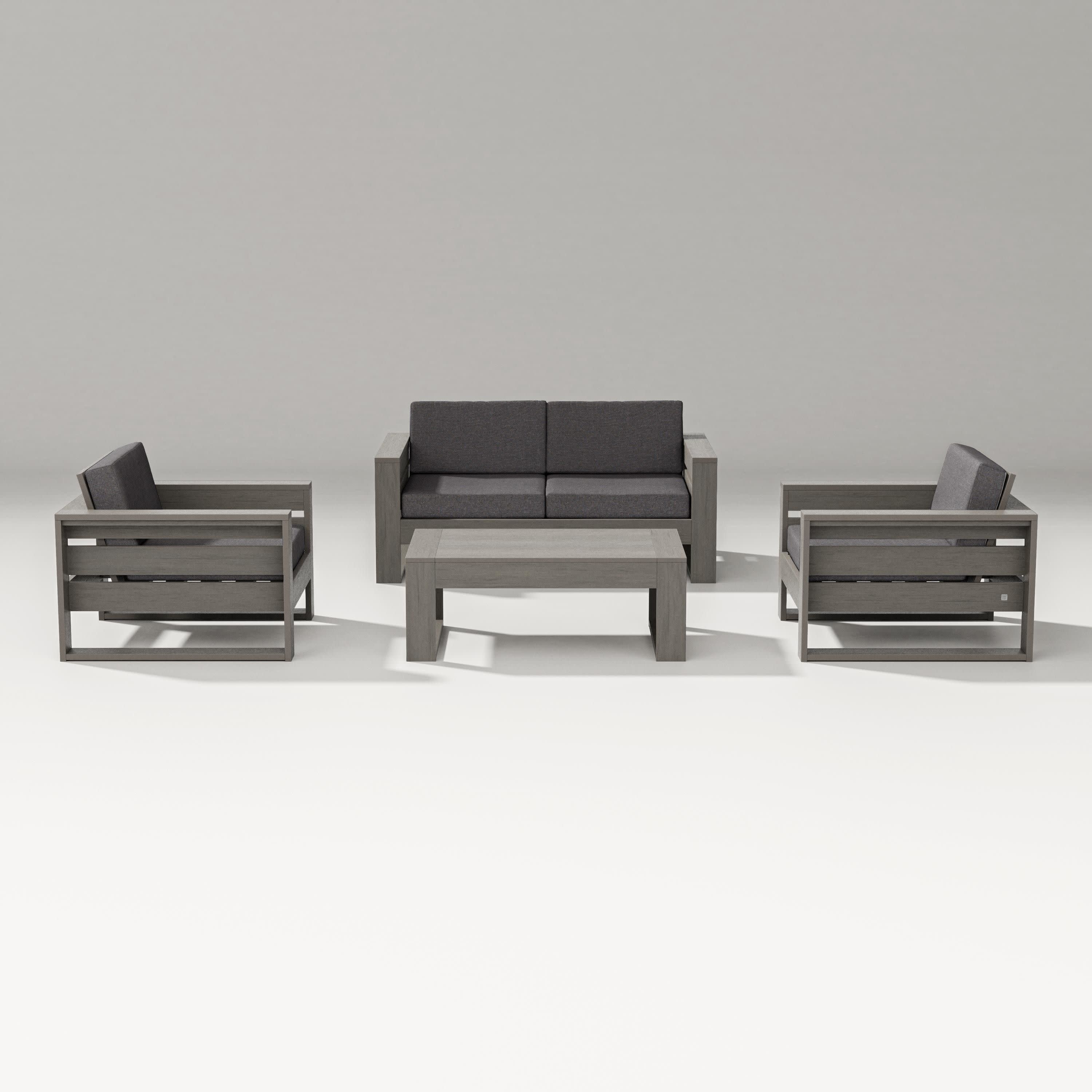 Latitude 4-Piece Lounge Loveseat Set in Driftwood / Ash Charcoal