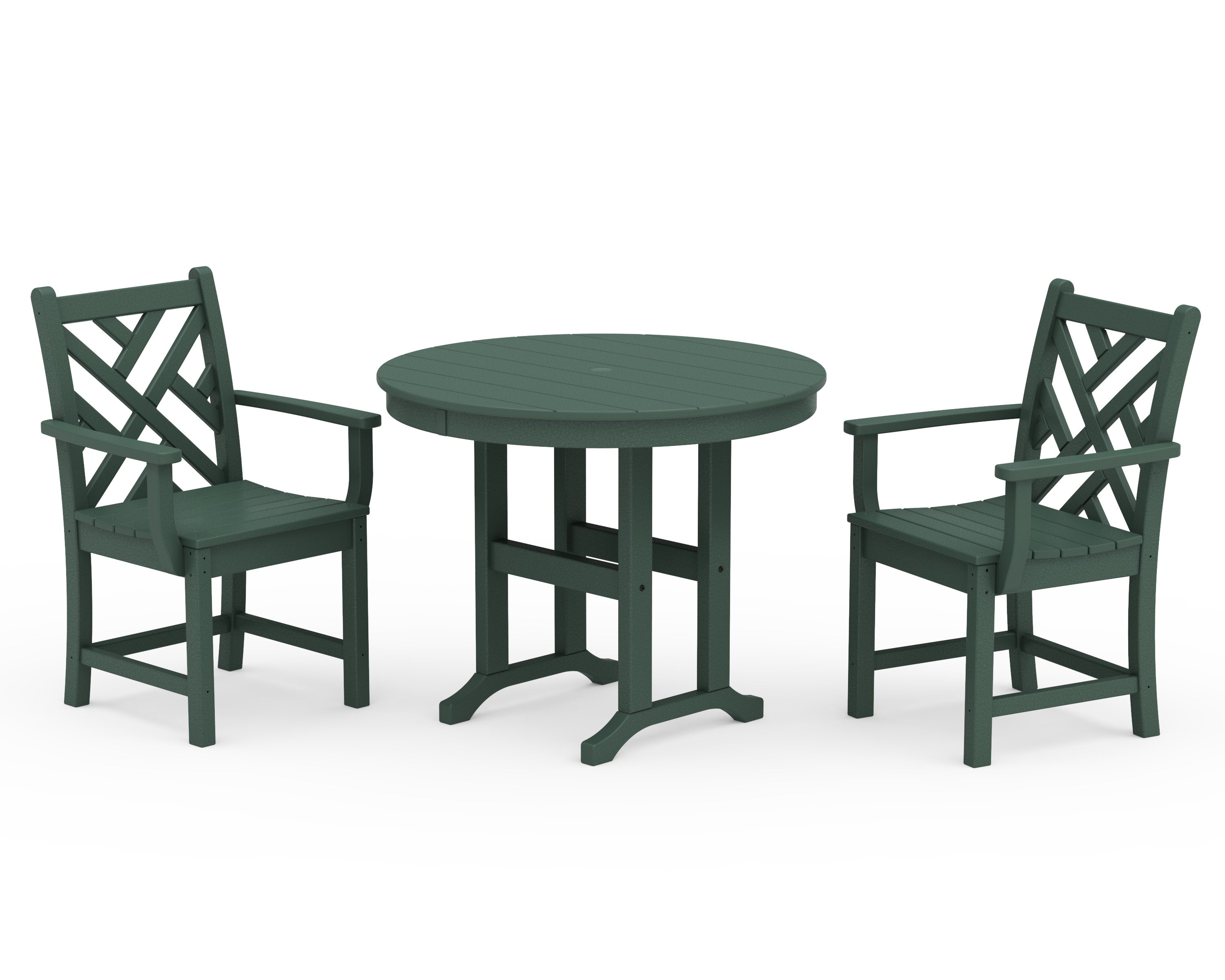 Chippendale 3-Piece Round Dining Set in Green