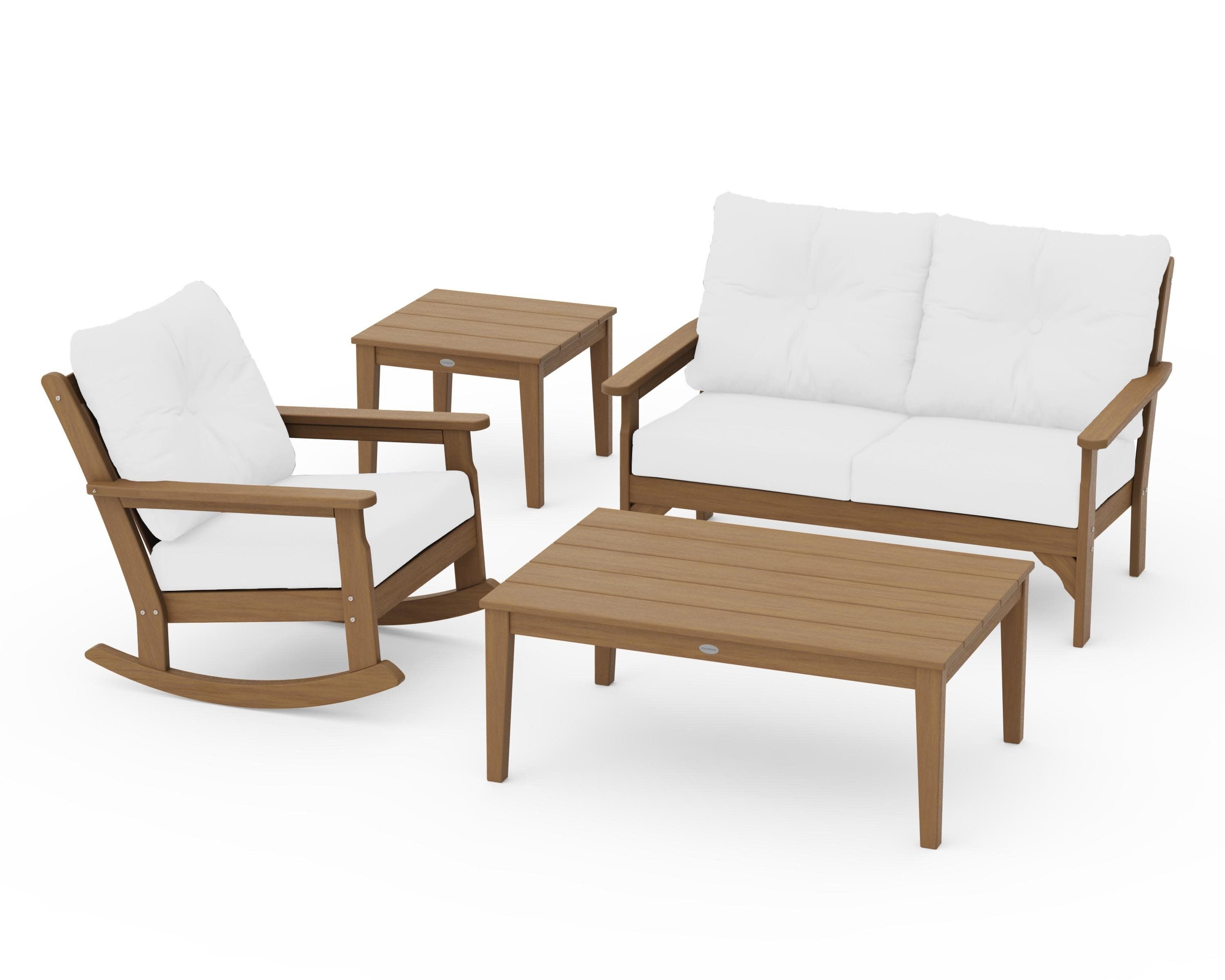 Vineyard 4-Piece Deep Seating Rocker Set in Natural / Natural