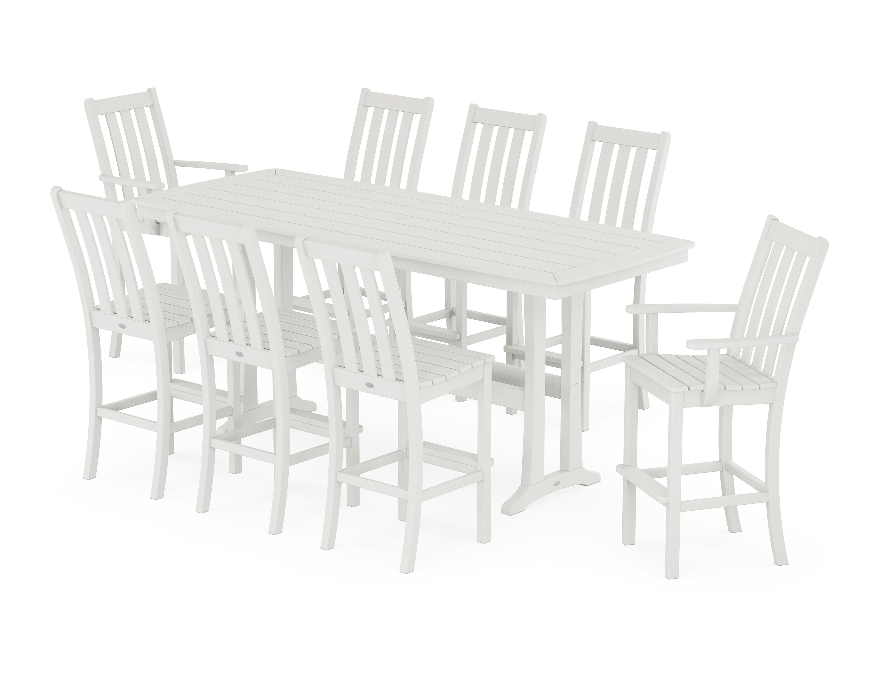 Vineyard 9-Piece Bar Set with Trestle Legs in Vintage White