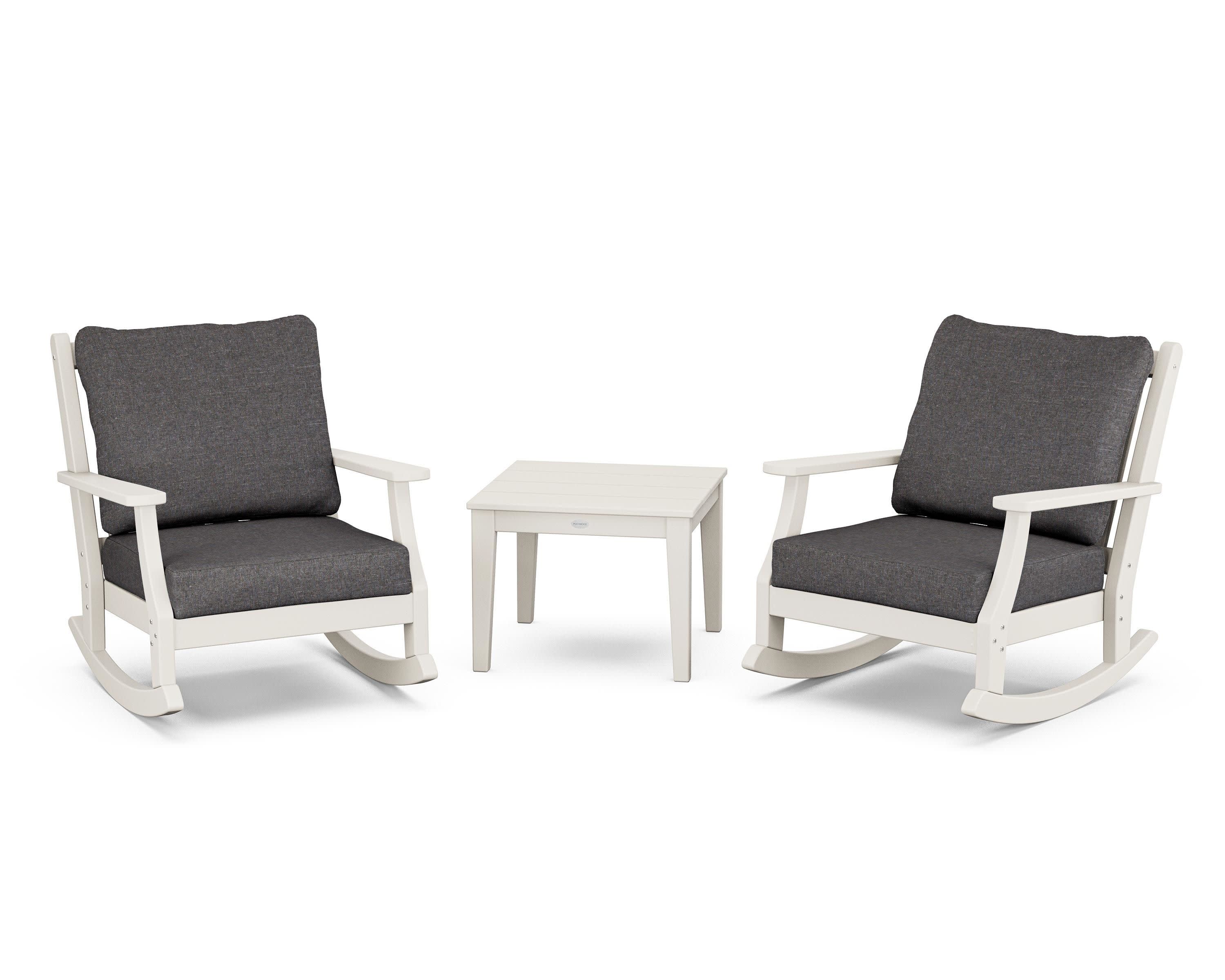 Wovendale 3-Piece Deep Seating Rocker Set in Sand / Ash Charcoal