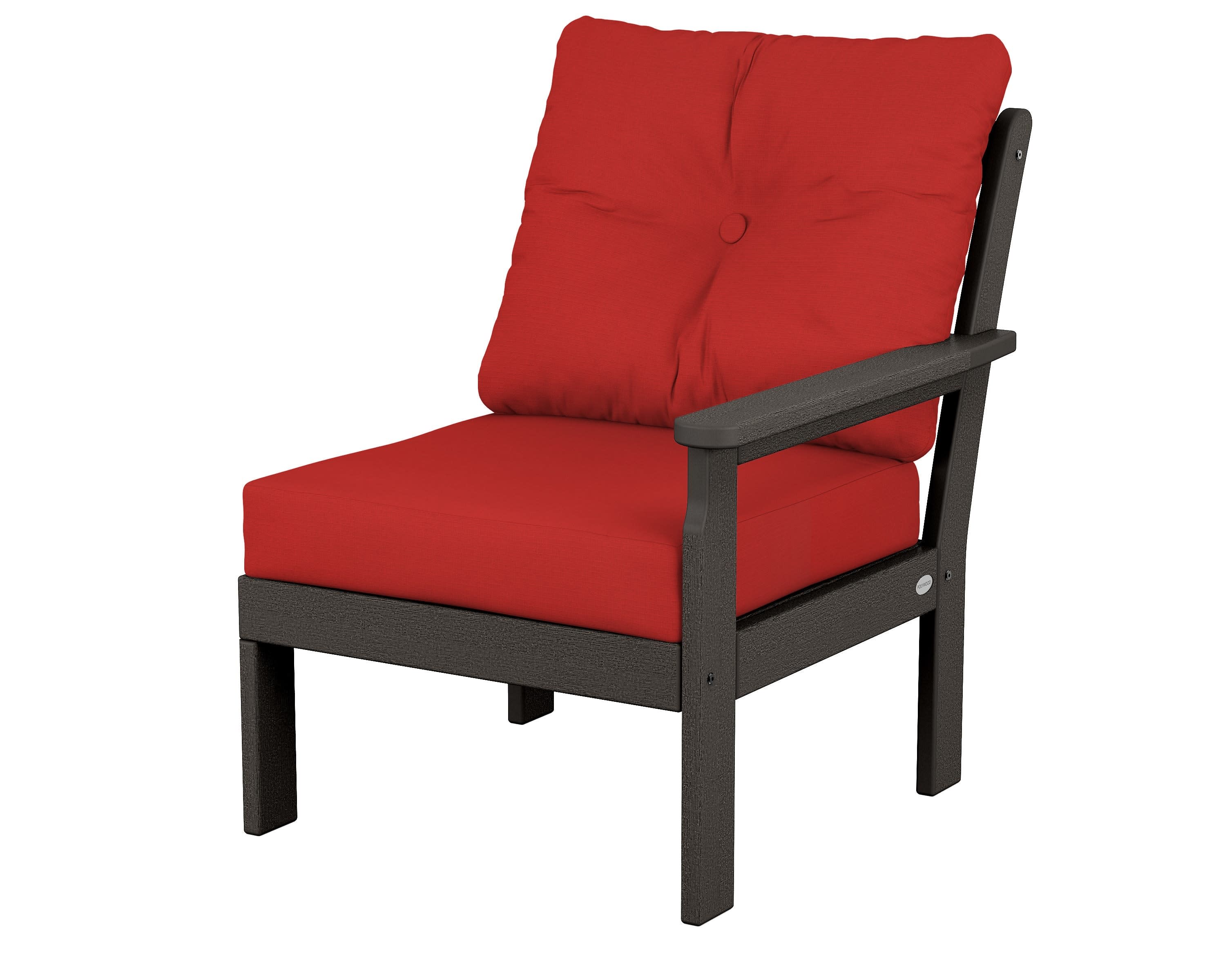 Vineyard Modular Right Arm Chair in Vintage Coffee / Crimson Linen