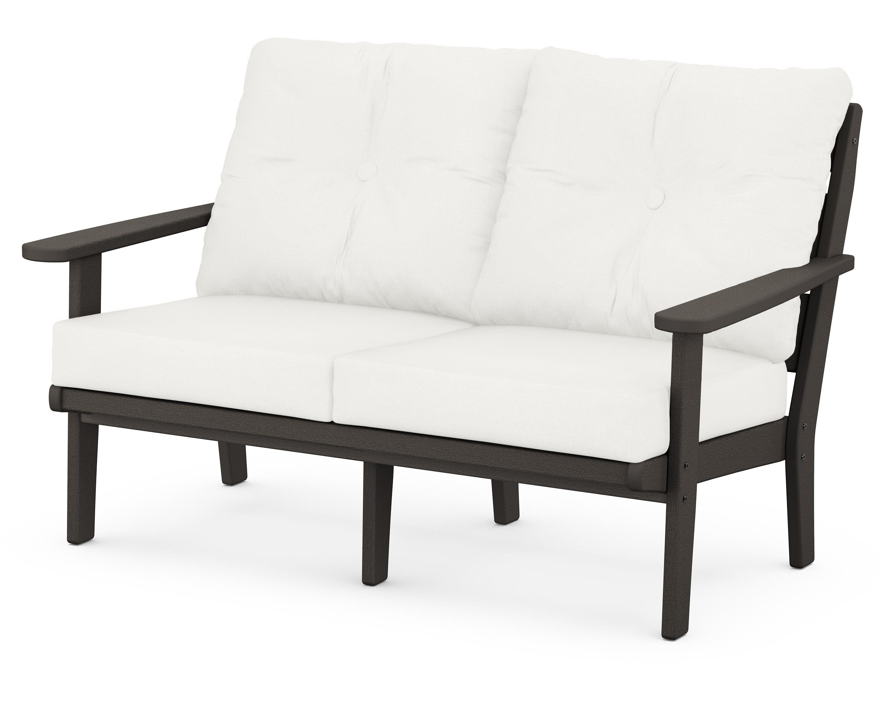 Lakeside Deep Seating Loveseat in Vintage Coffee / Natural Linen