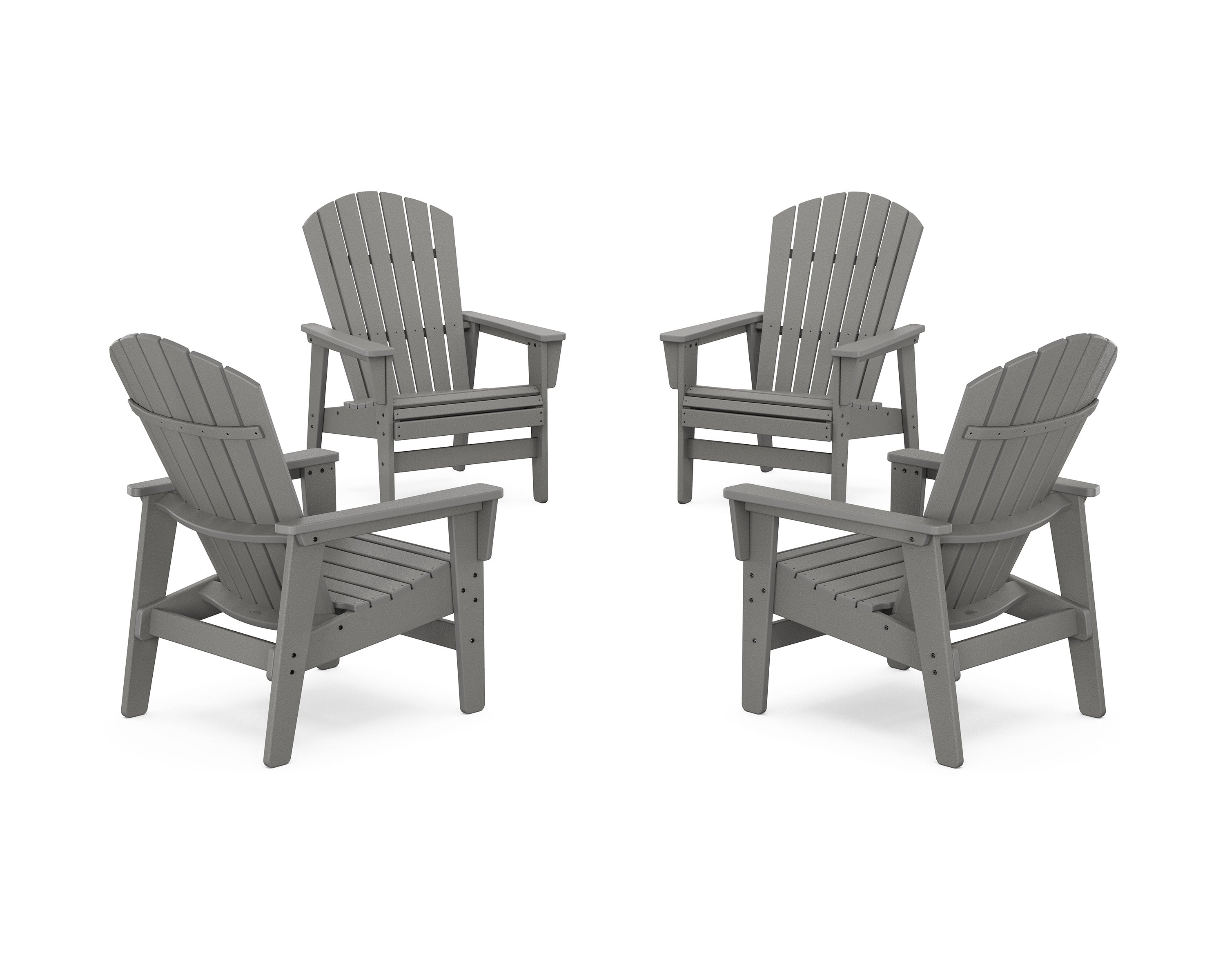 4-Piece Nautical Grand Upright Adirondack Chair Conversation Set in Slate Grey