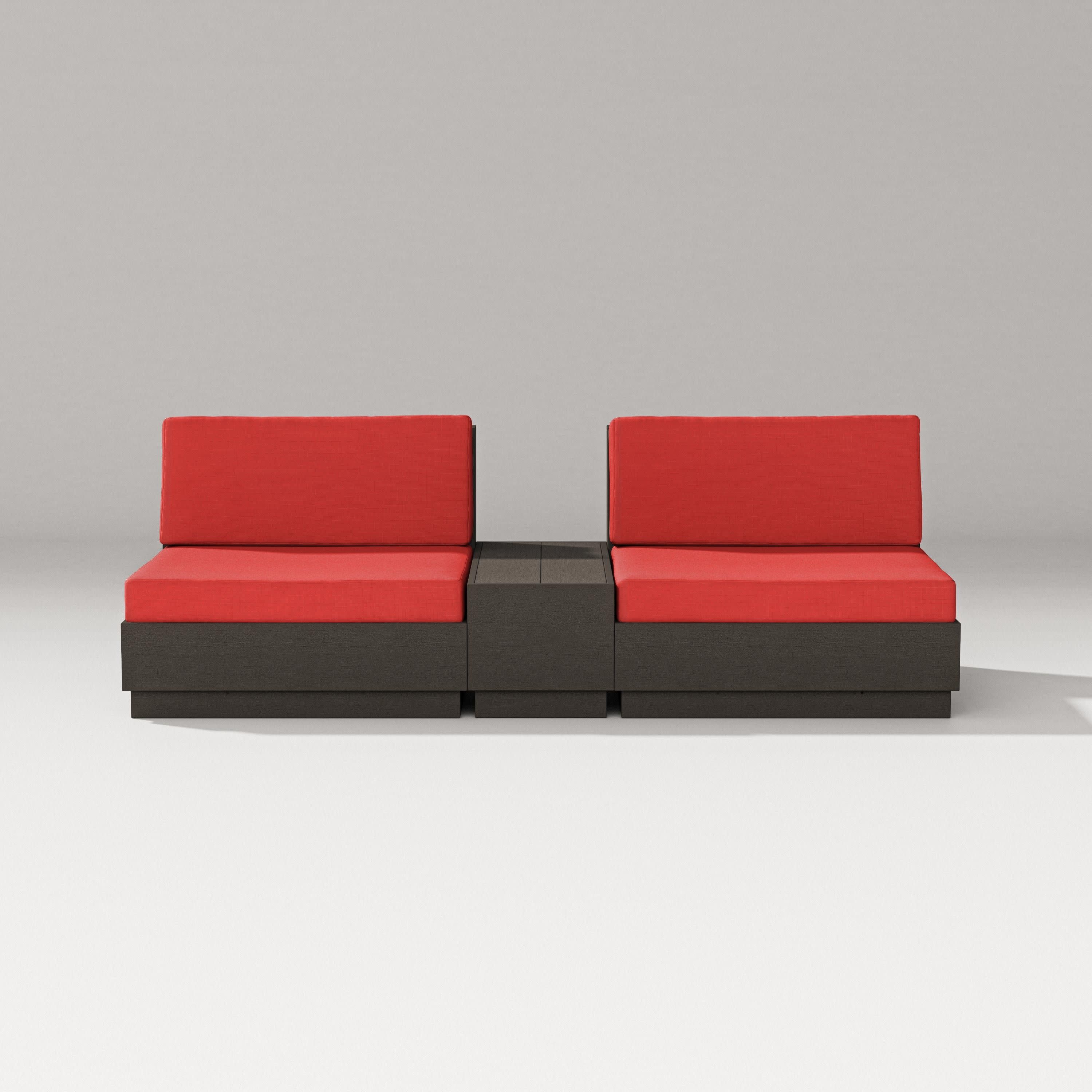 Elevate Lounge Chair Set in Vintage Coffee / Crimson Linen