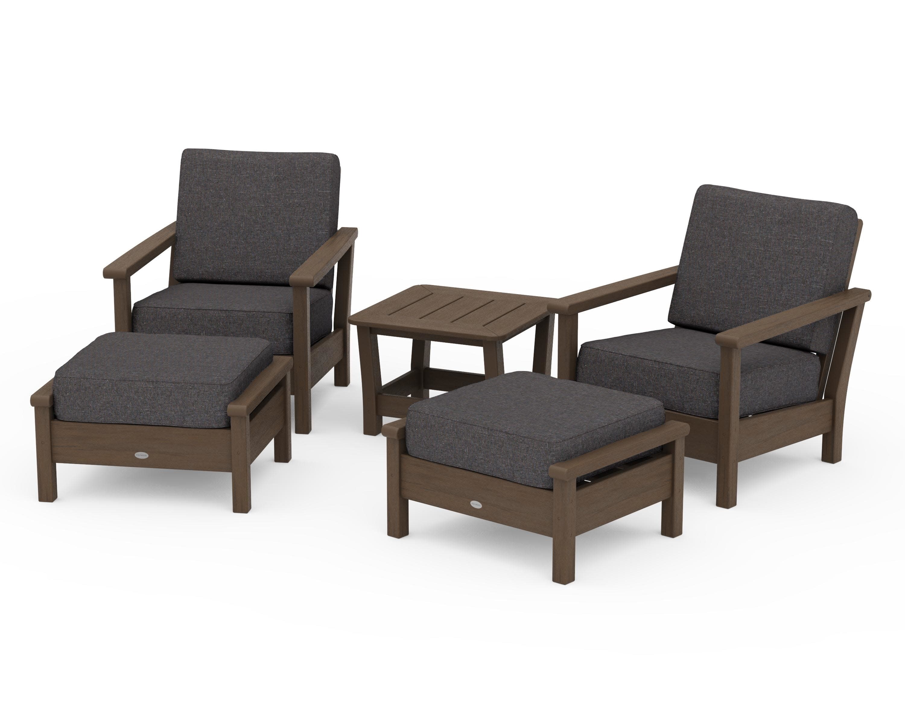 Harbour 5-Piece Deep Seating Chair Set in Kona / Ash Charcoal