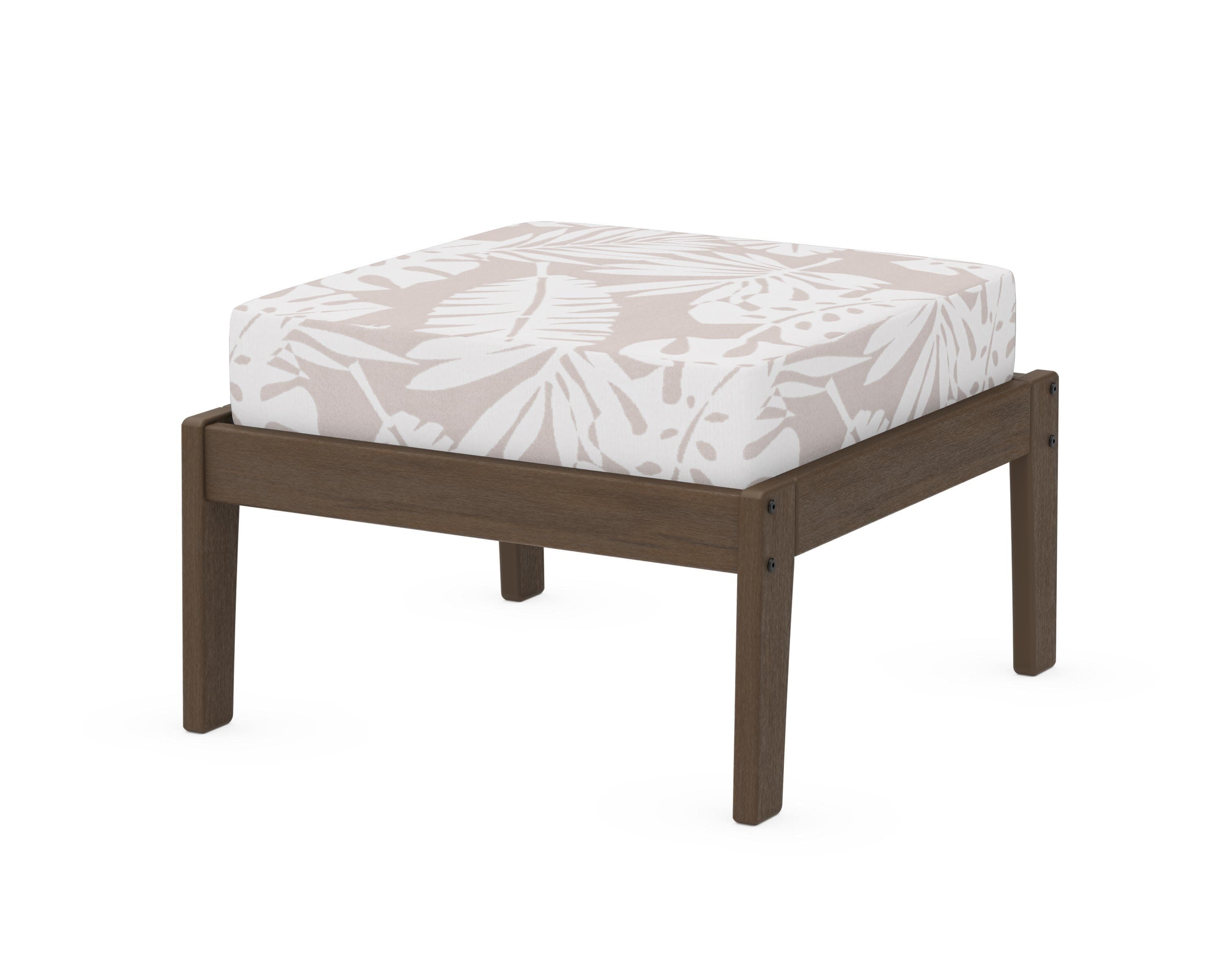 Deep Seating Ottoman in Kona / Leaf Dune Burlap