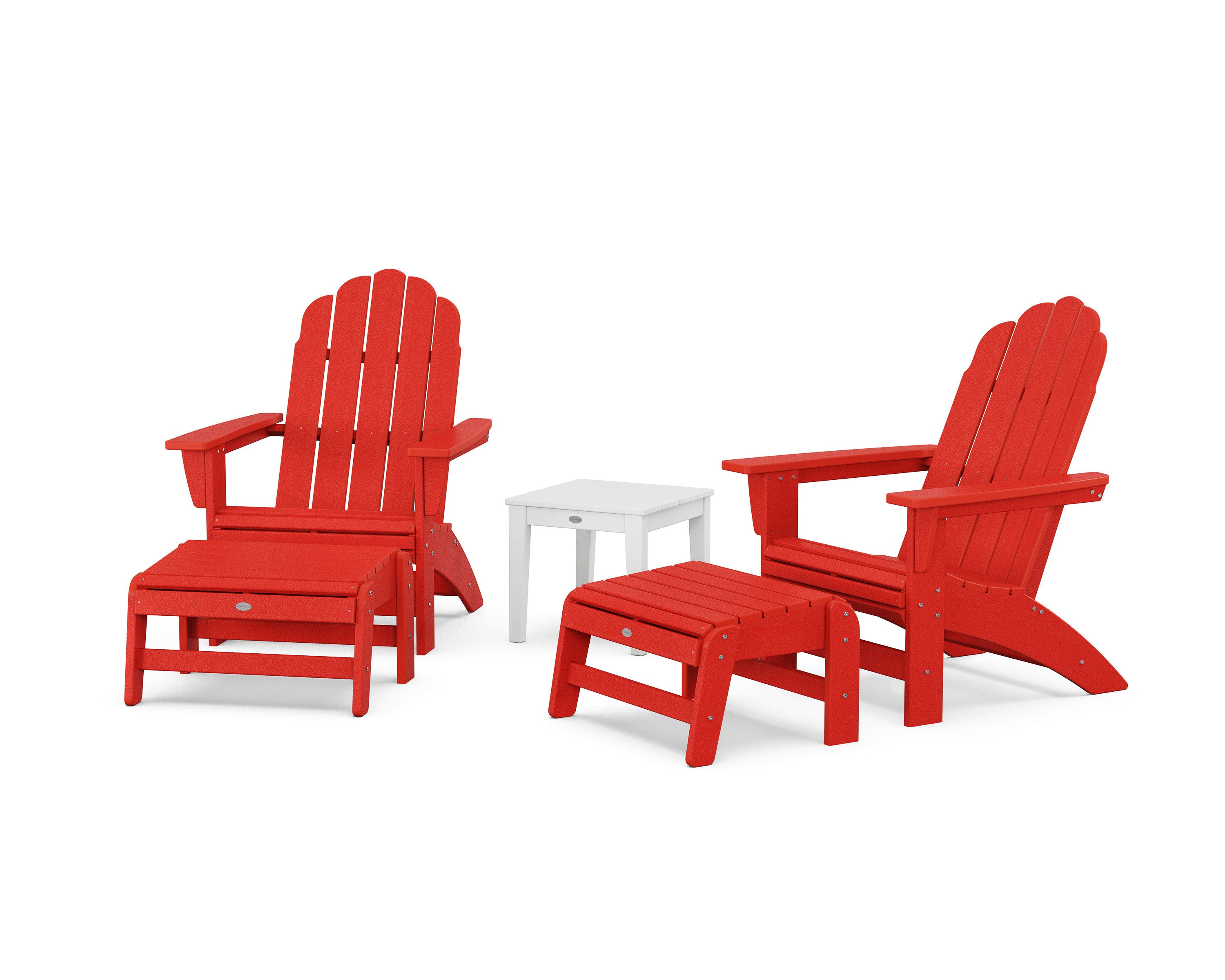 5-Piece Vineyard Grand Adirondack Set in Sunset Red / White