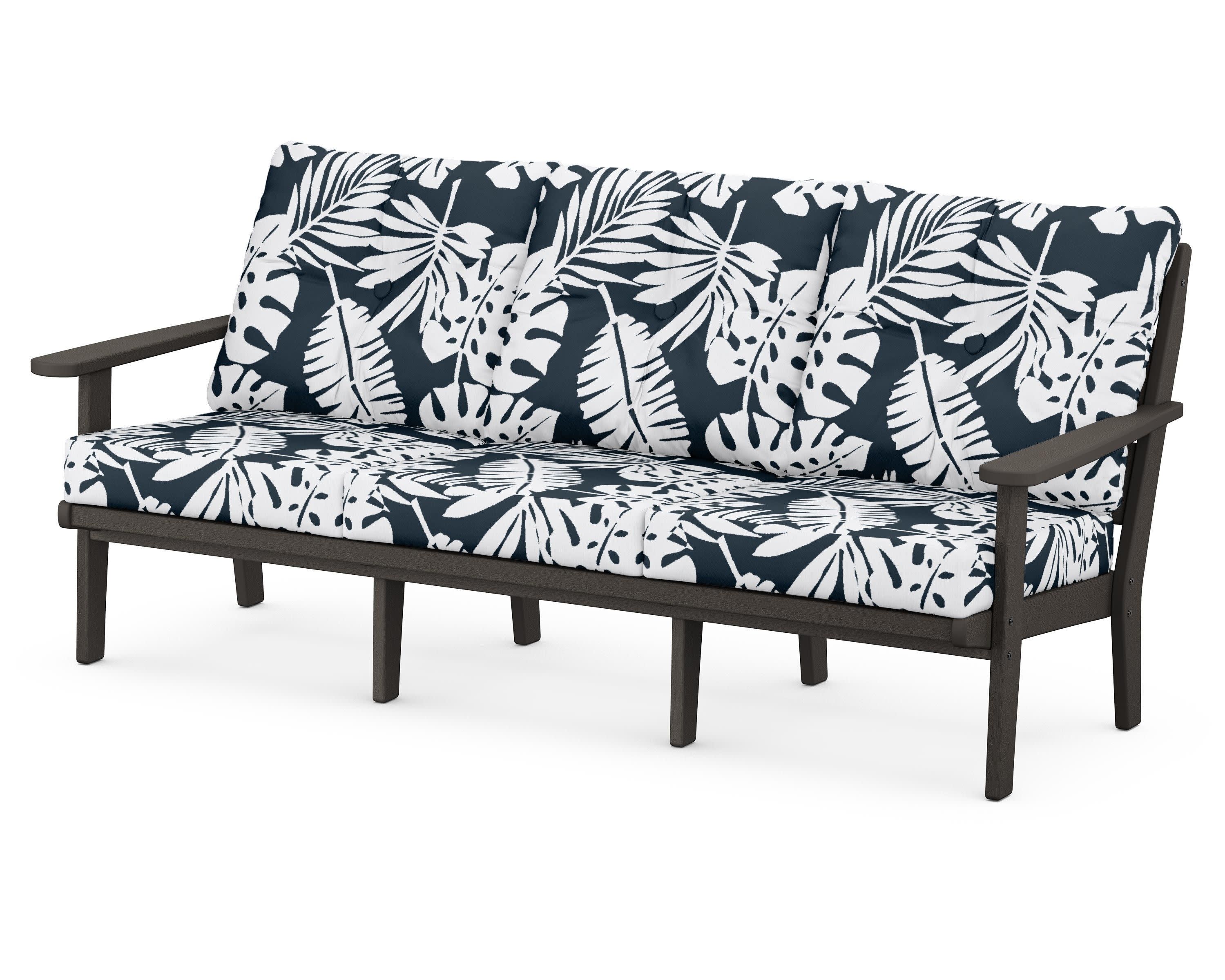Lakeside Deep Seating Sofa in Vintage Coffee / Leaf Marine Indigo