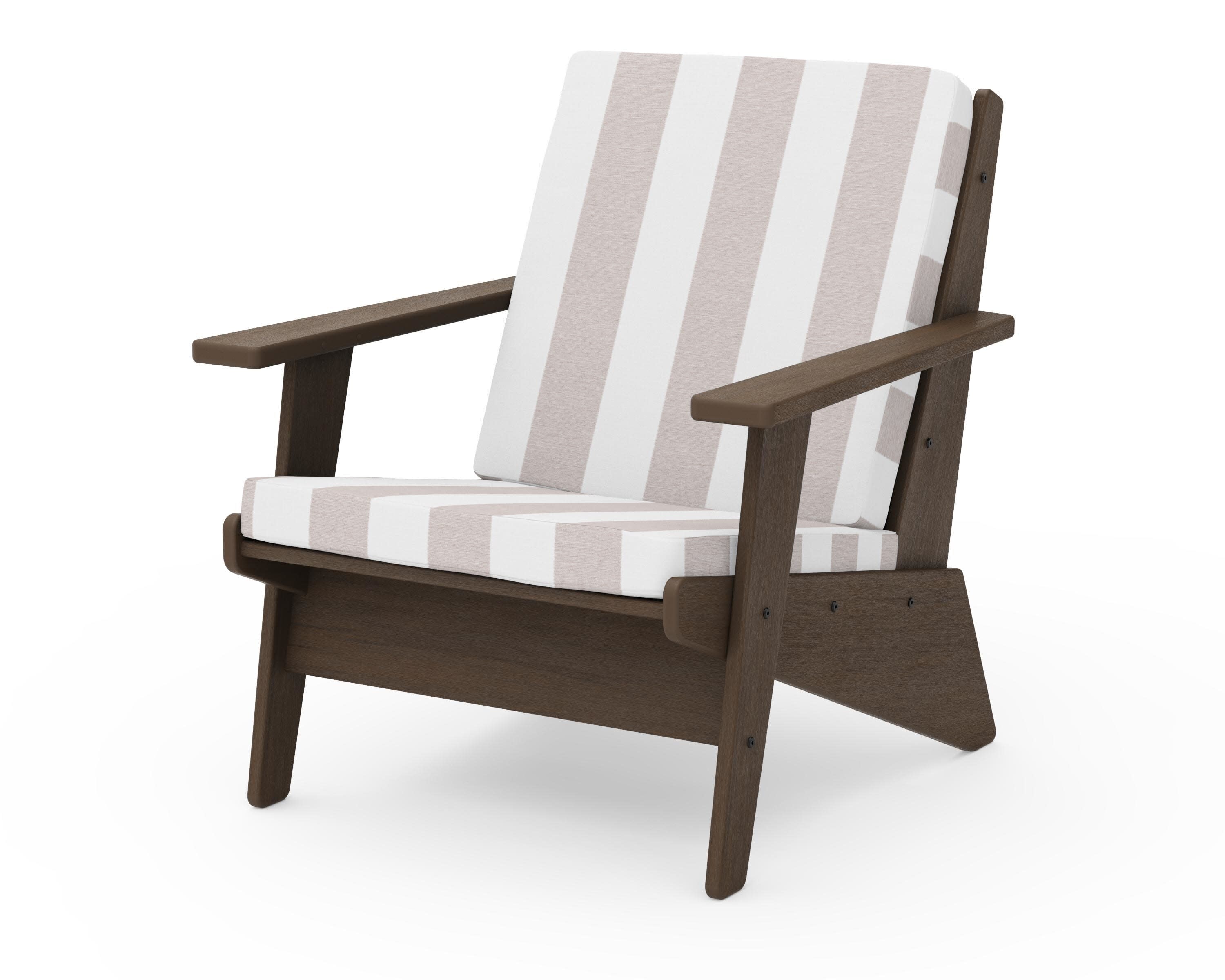 Riviera Modern Lounge Chair in Kona / Cabana Stripe Dune Burlap