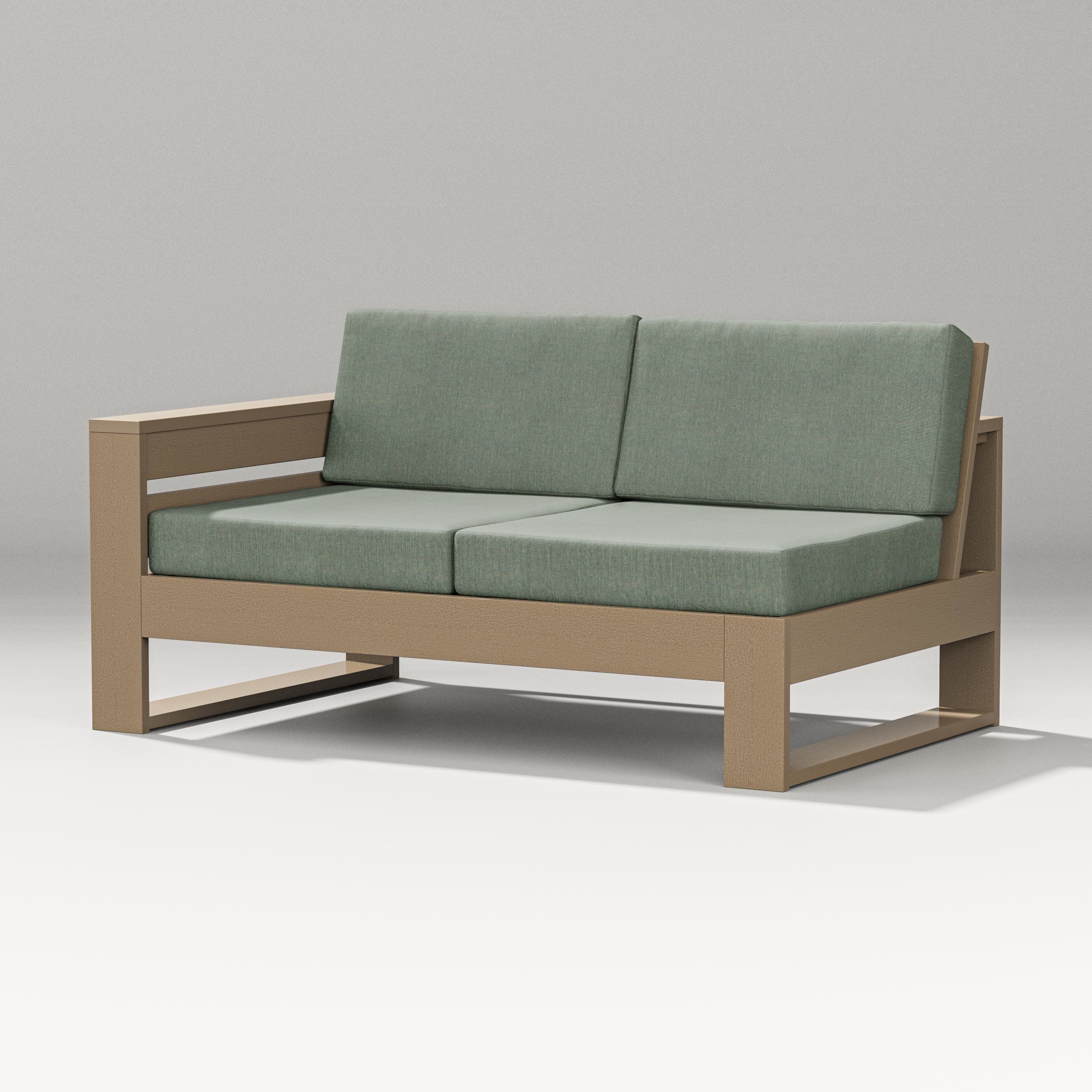 Latitude Modular Left Arm Loveseat in Vintage Sahara / Cast Sage