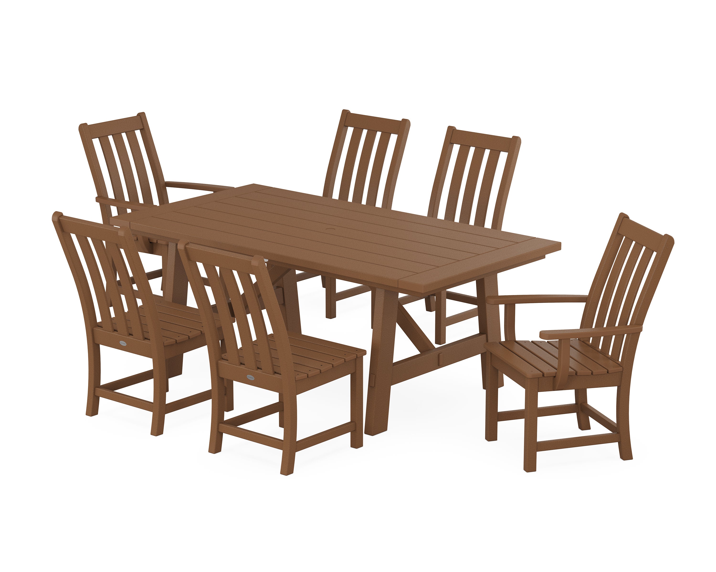 Vineyard 7-Piece Rustic Farmhouse Dining Set in Teak
