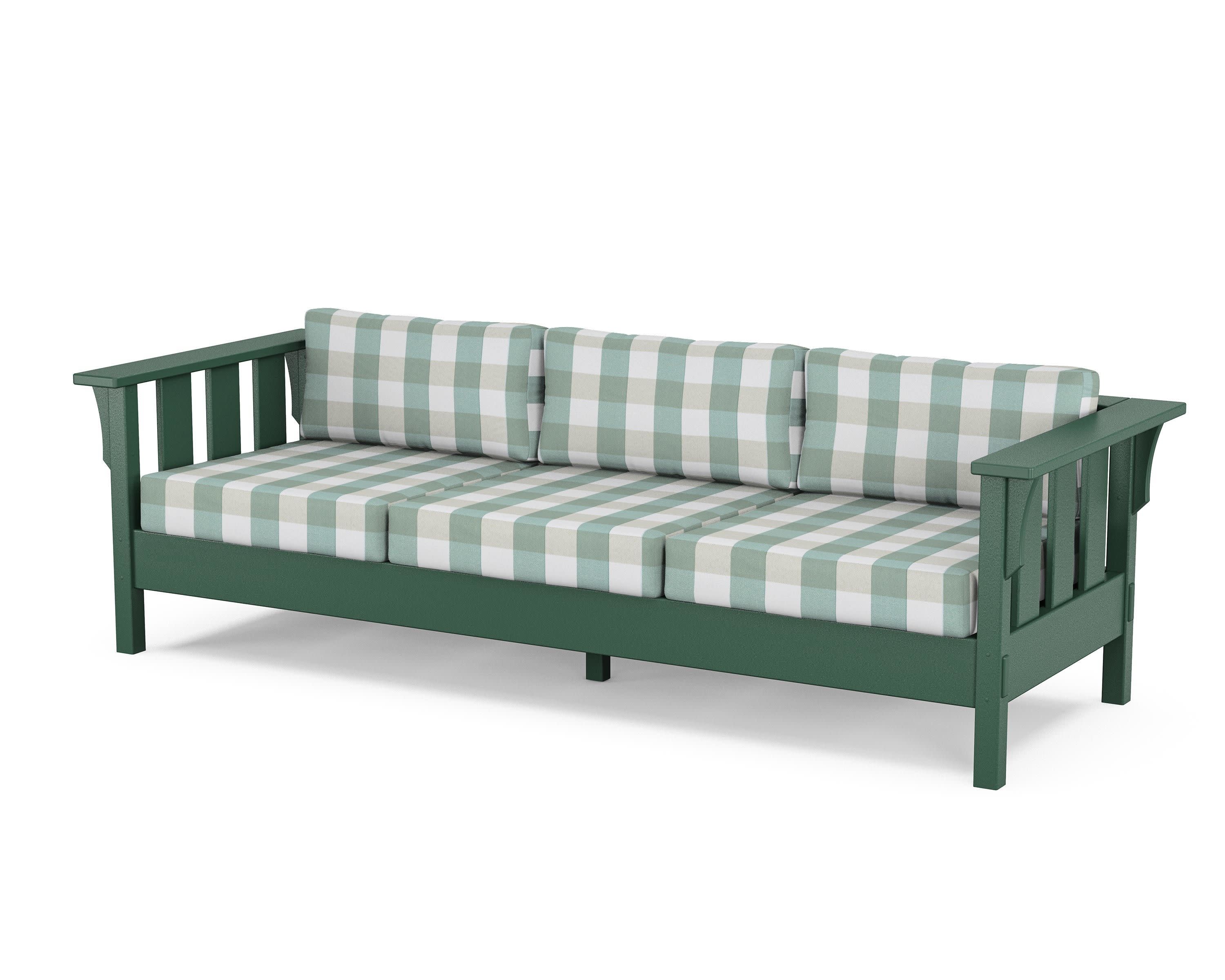 Acadia Deep Seating Sofa in Green / Buffalo Plaid Glacier Spa
