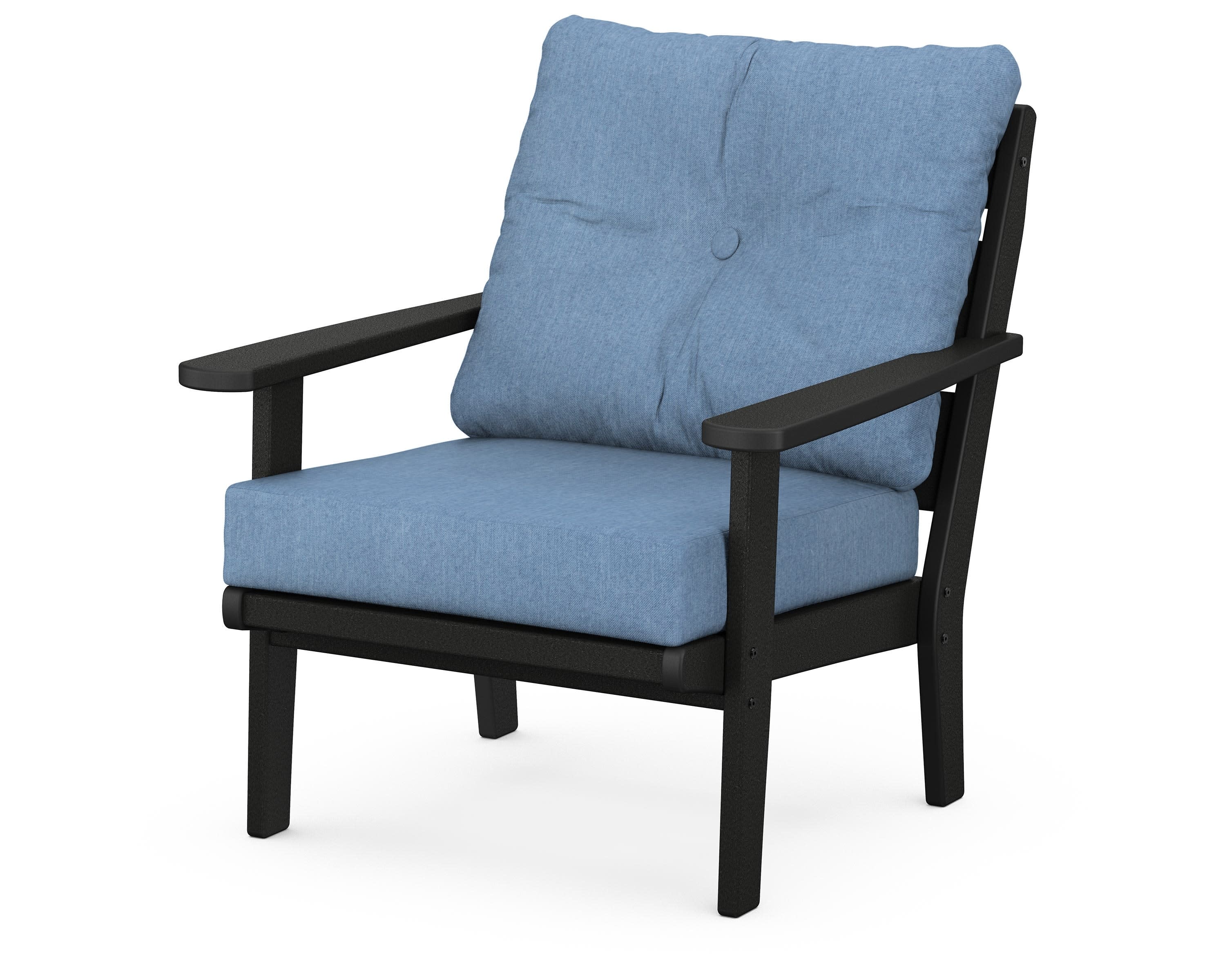 Lakeside Deep Seating Chair in Black / Sky Blue