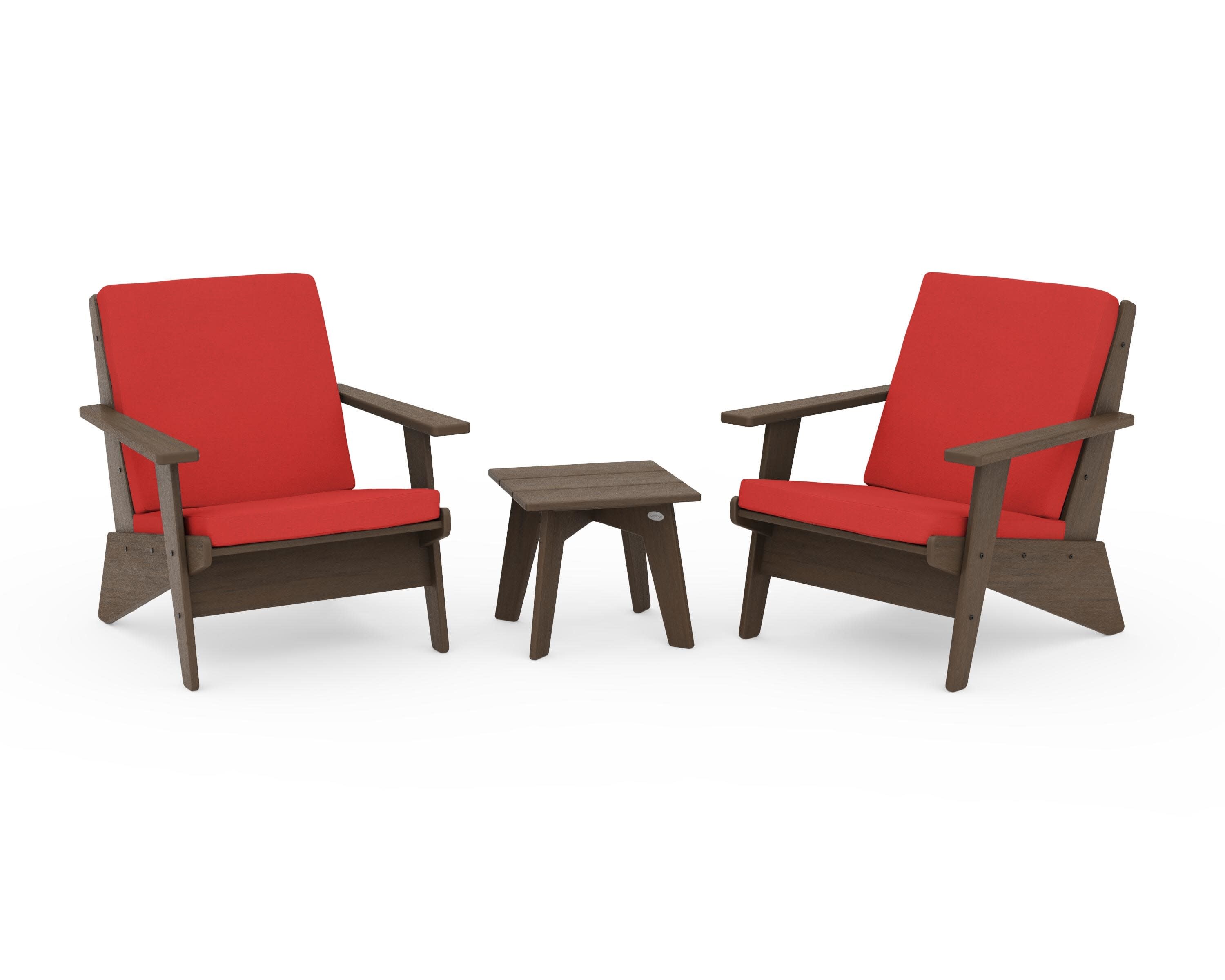 Riviera Modern Lounge 3-Piece Set in Kona / Crimson Linen