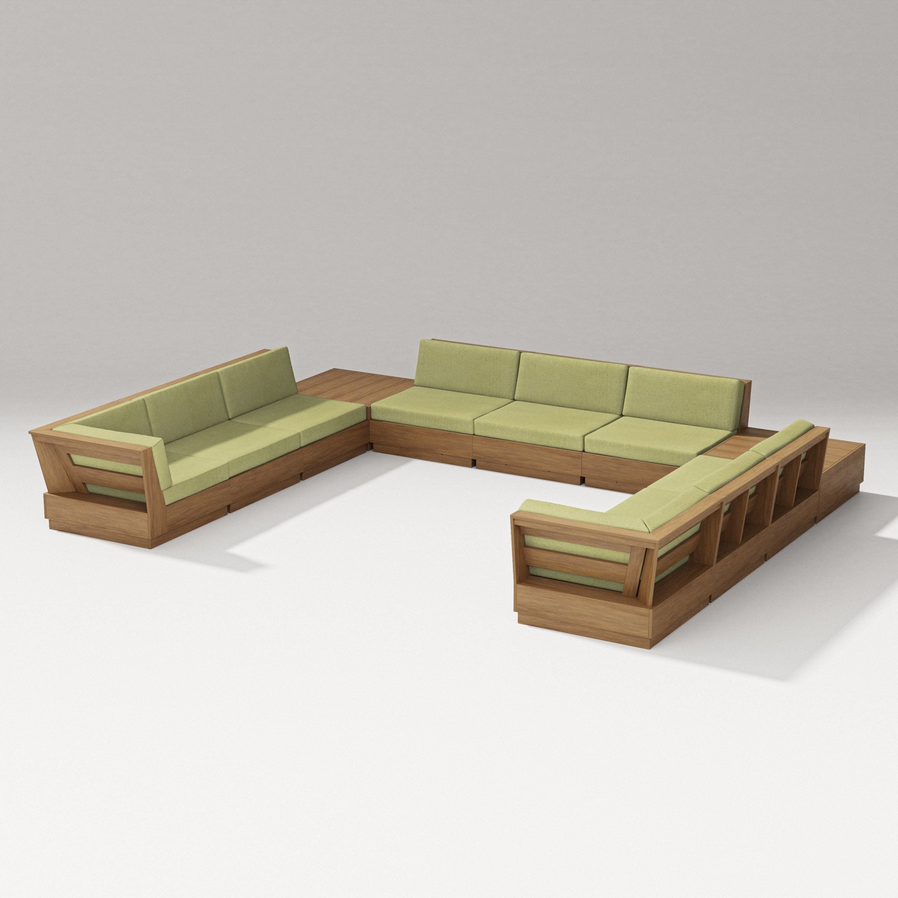 Elevate 11-Piece U-Shaped Sofa Sectional in Natural / Chartreuse Boucle