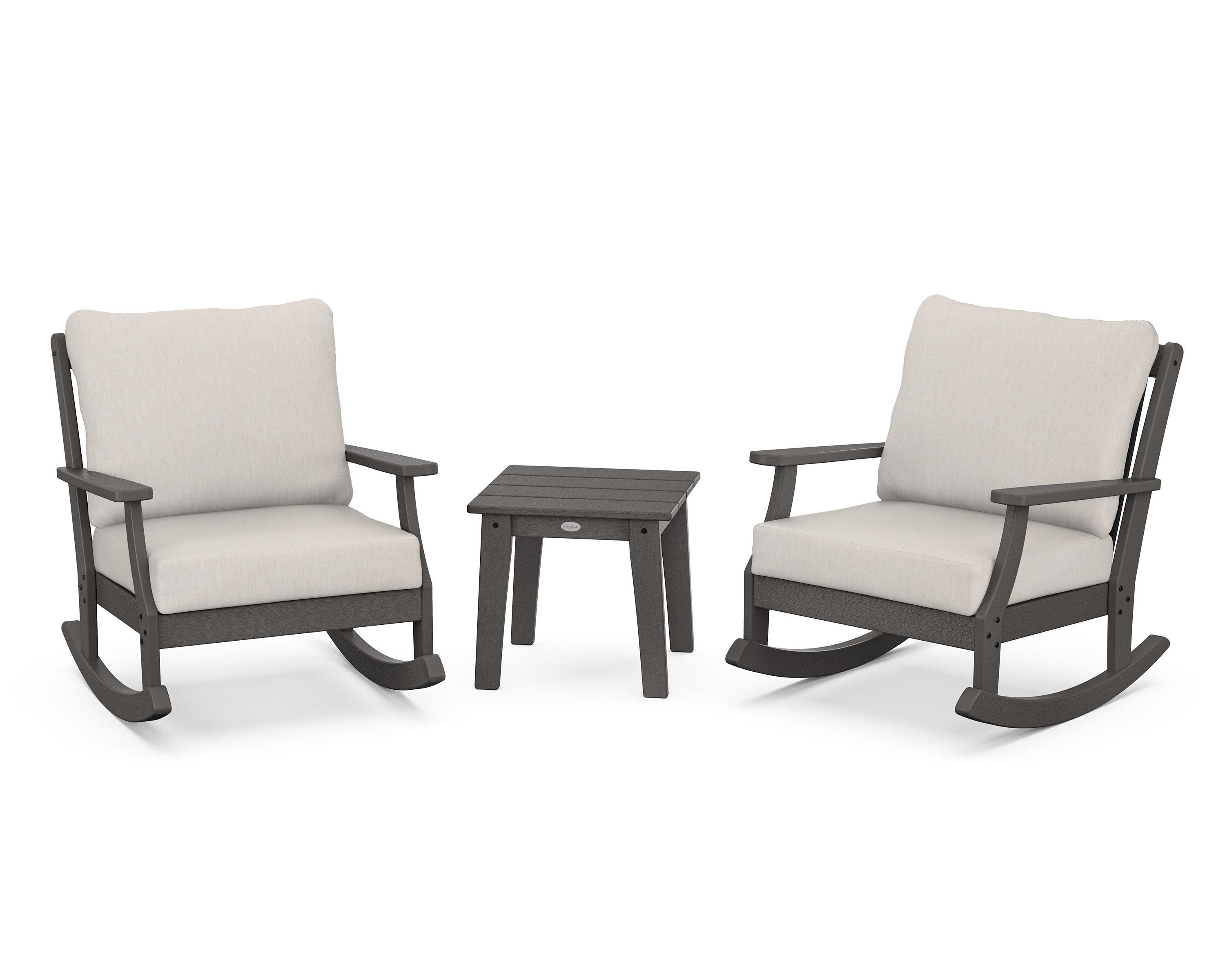 Braxton 3-Piece Deep Seating Rocker Set in Vintage Coffee / Cast Ash