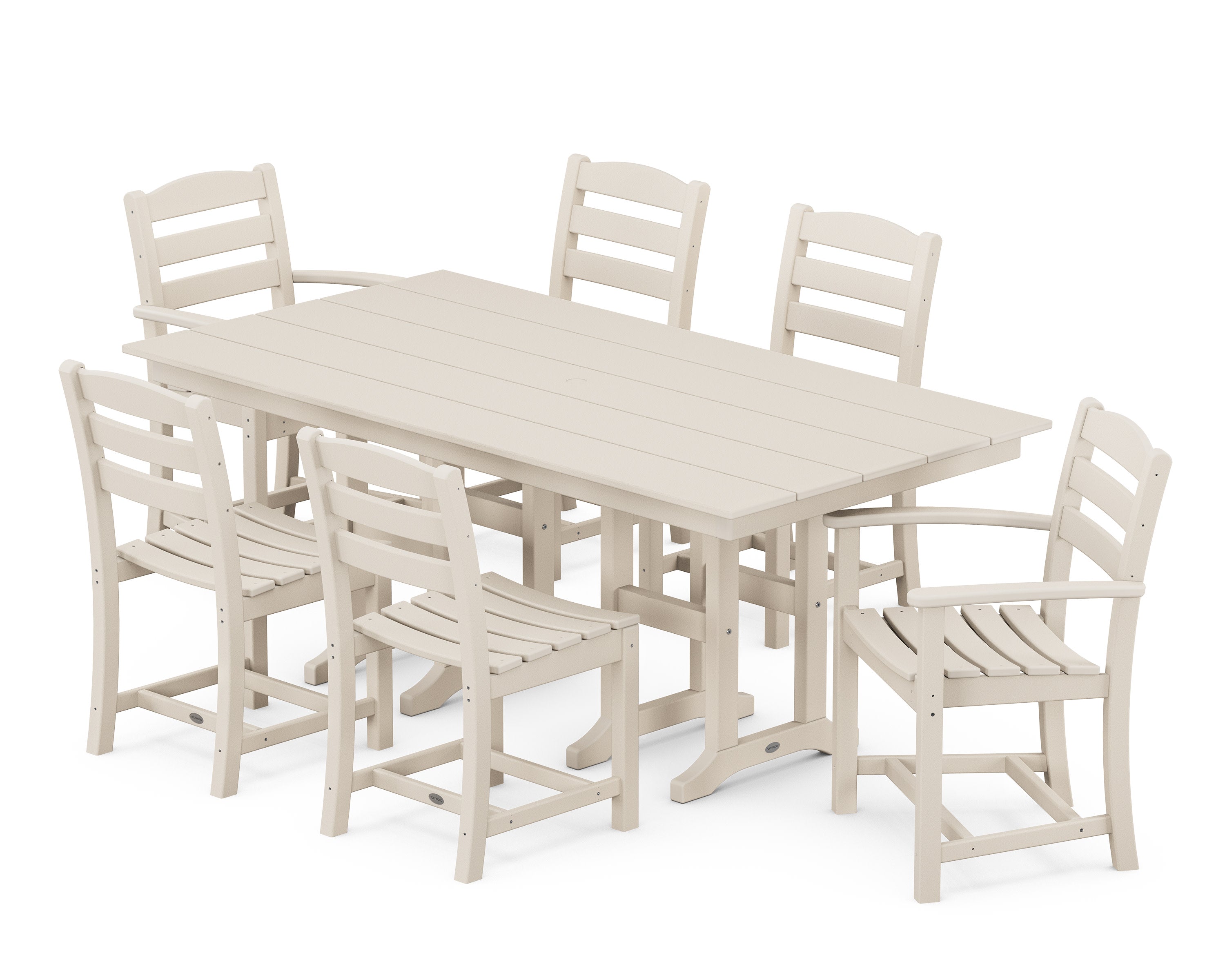 La Casa Caf 7-Piece Farmhouse Dining Set in Sand