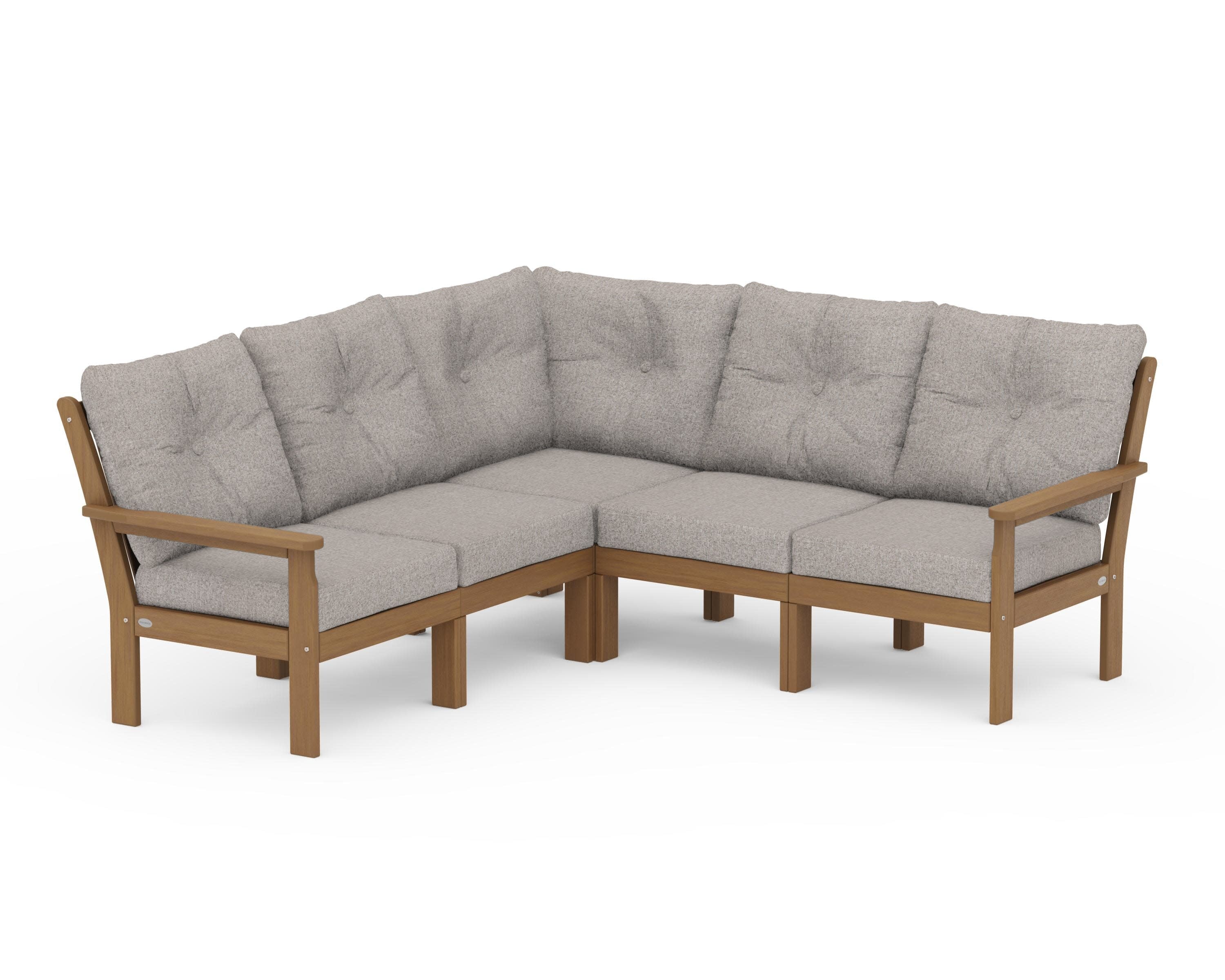 Vineyard 5-Piece Sectional in Natural / Weathered Tweed