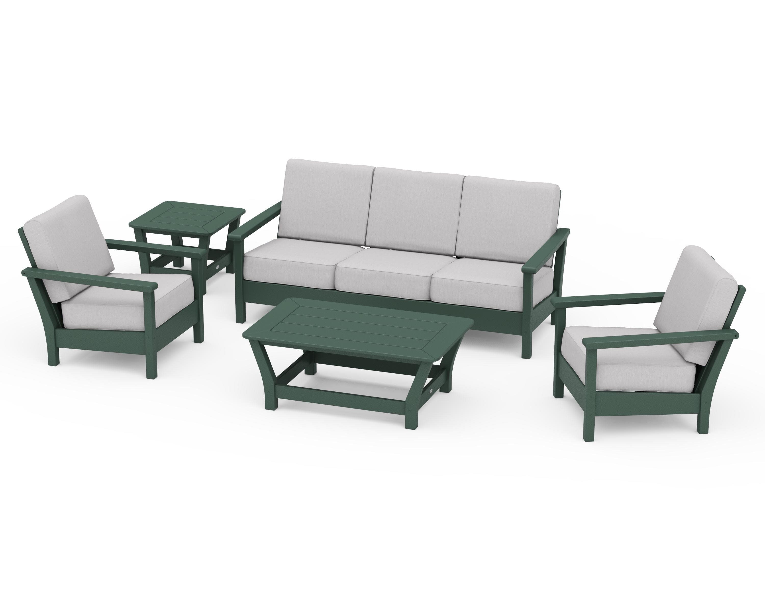 Harbour 5-Piece Deep Seating Set in Green / Granite