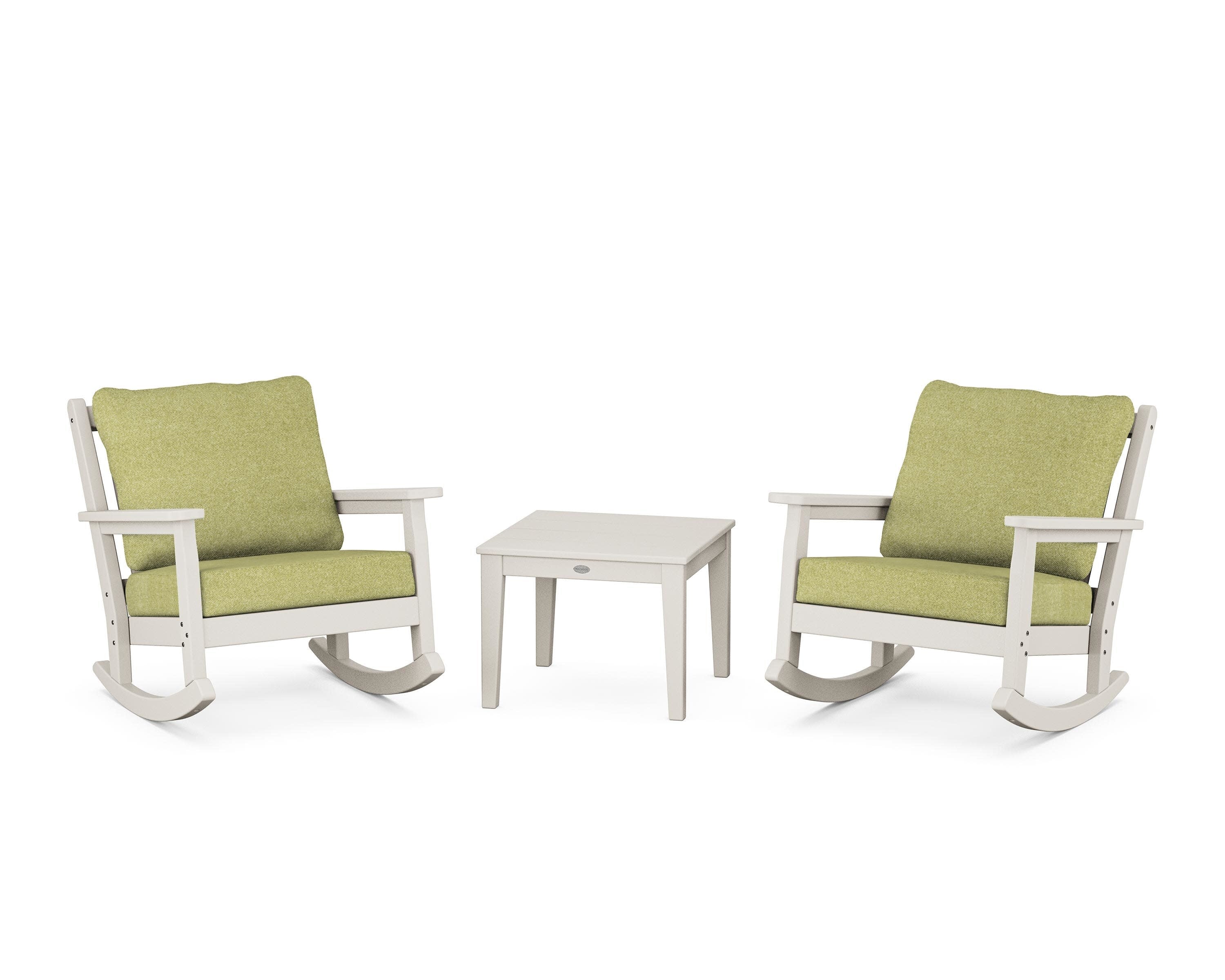 Chippendale 3-Piece Deep Seating Rocker Set in Sand / Chartreuse Boucle