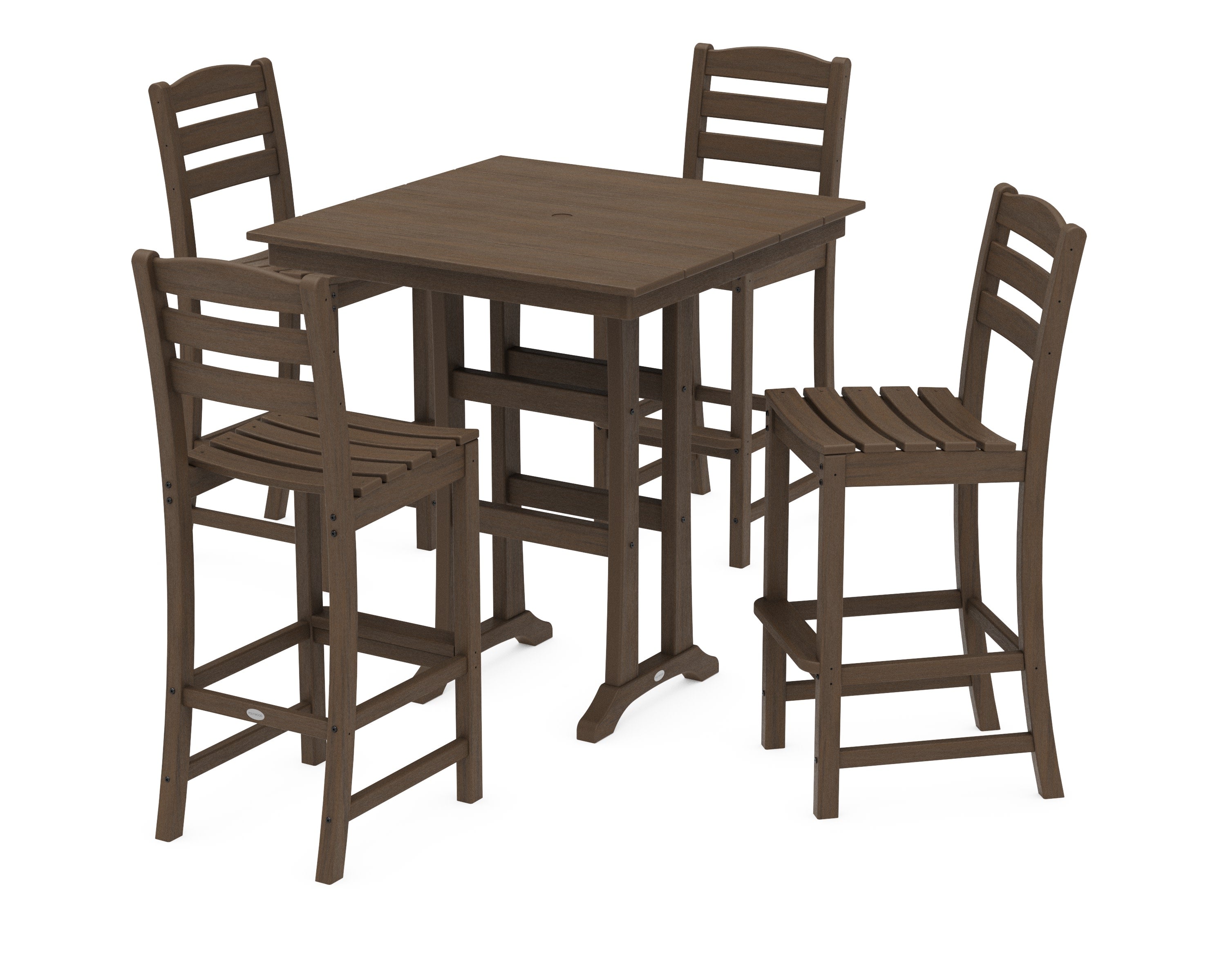 La Casa Caf 5-Piece Farmhouse Trestle Bar Set in Kona