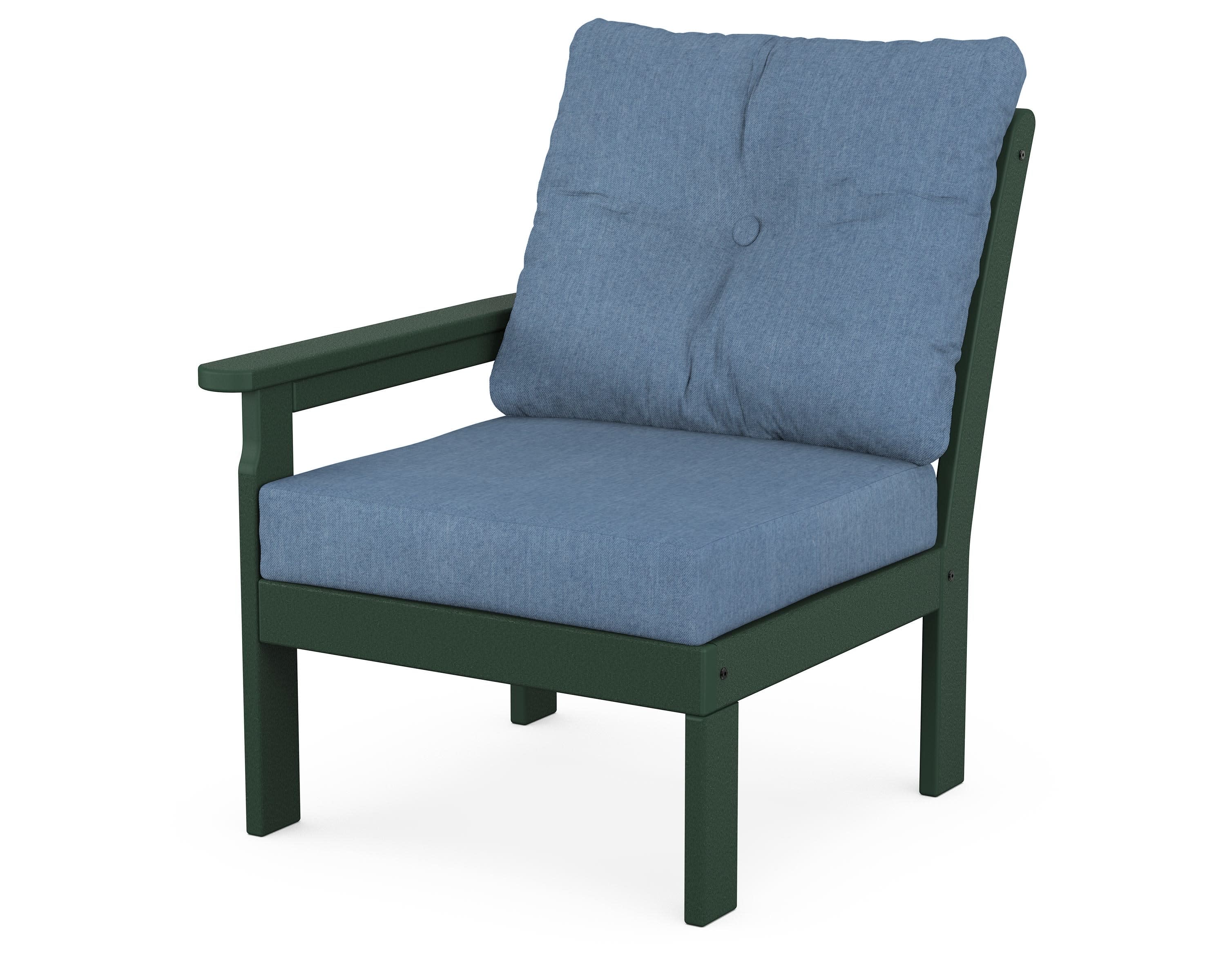Vineyard Modular Left Arm Chair in Green / Sky Blue