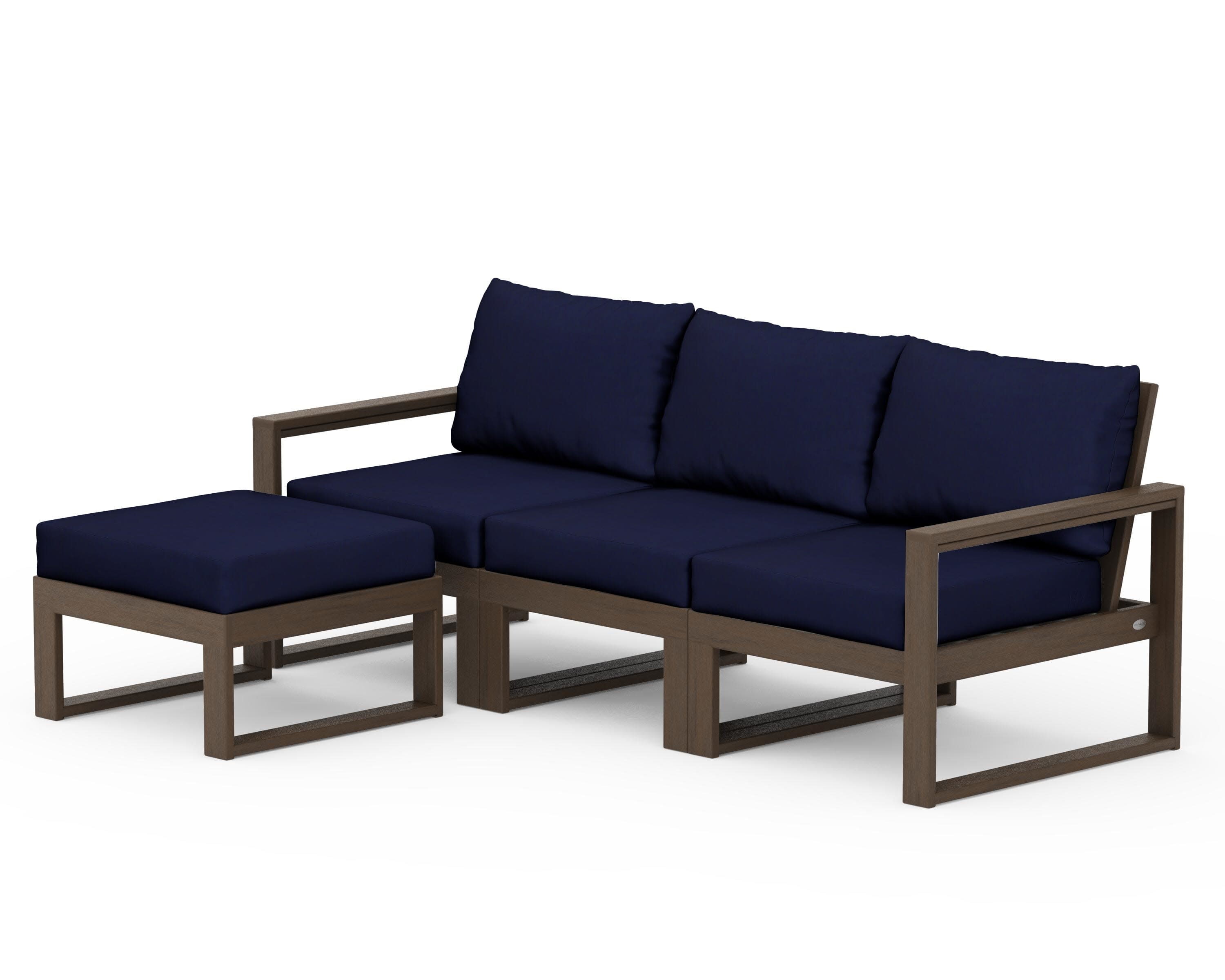 EDGE 4-Piece Modular Deep Seating Set with Ottoman in Kona / Navy