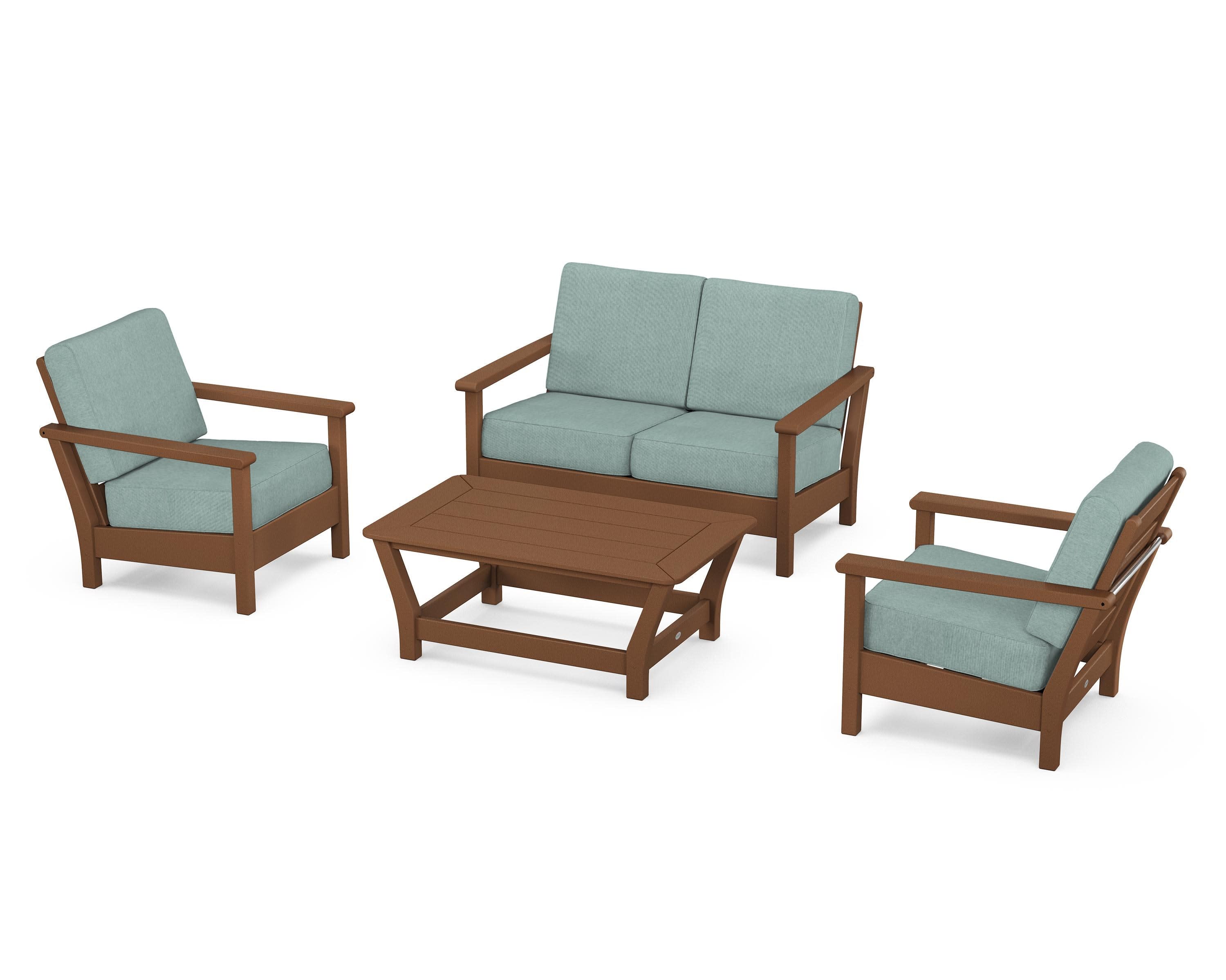 Harbour 4-Piece Deep Seating Set in Teak / Glacier Spa