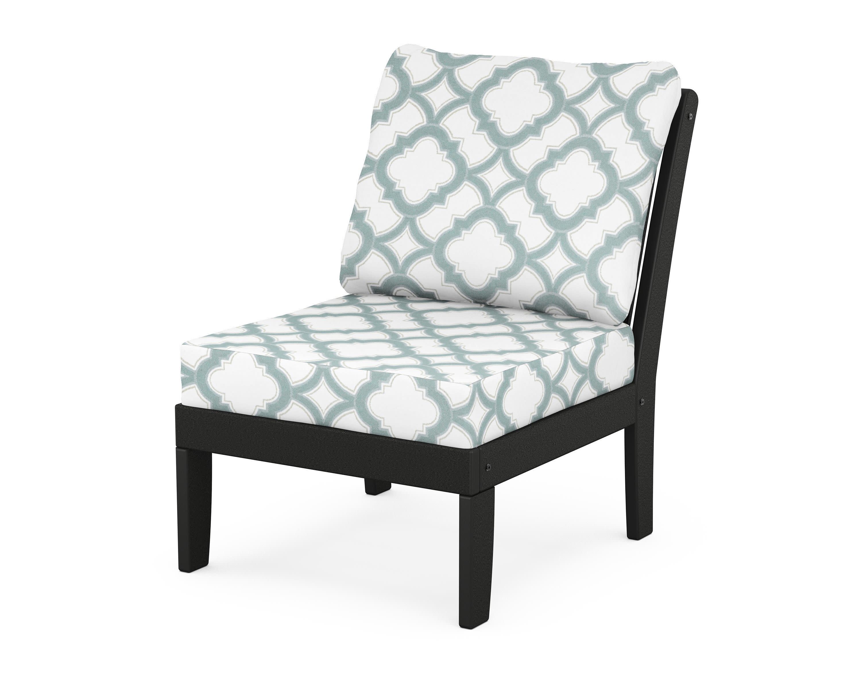 Braxton Modular Armless Chair in Black / Trellis Glacier Spa