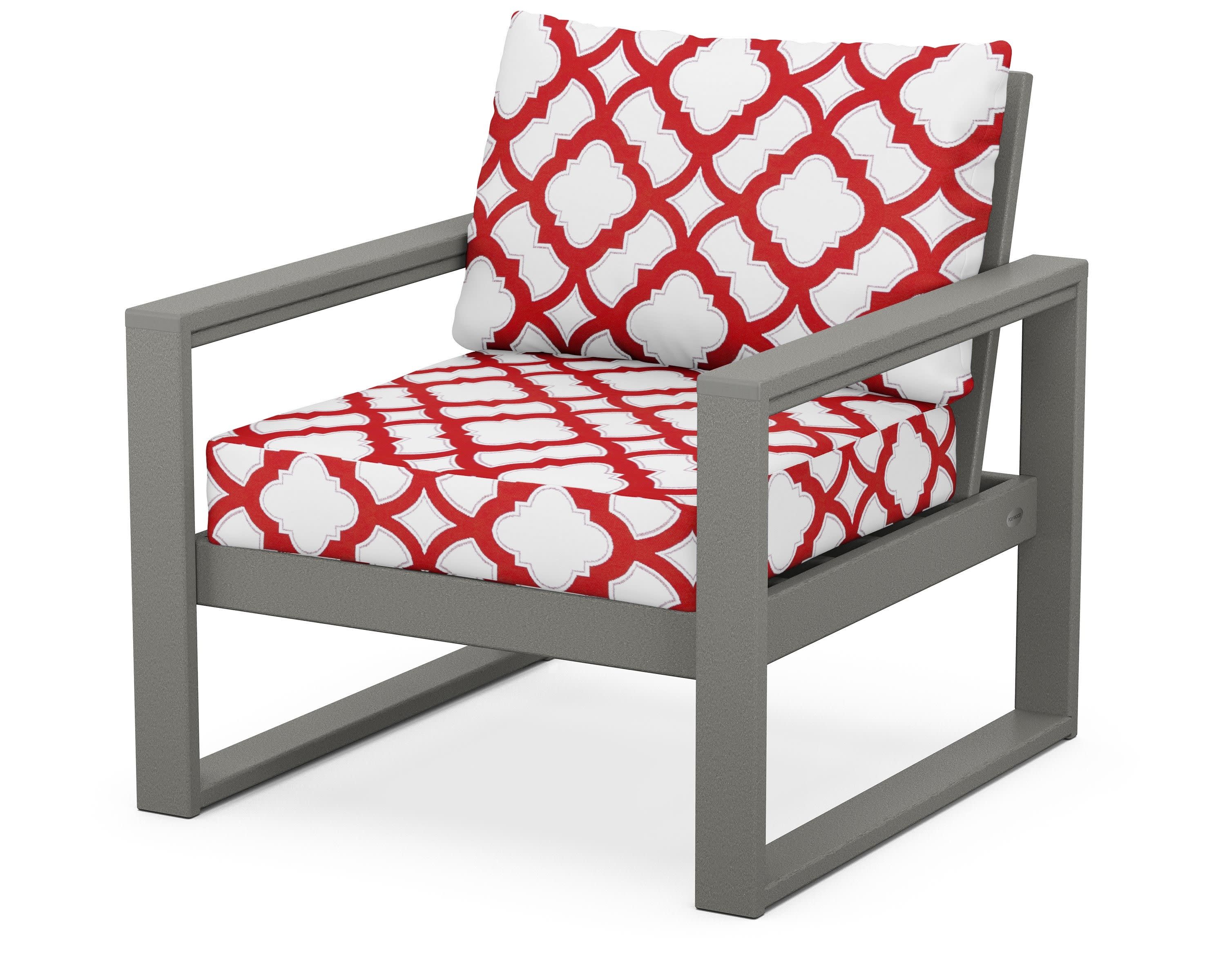 EDGE Club Chair in Slate Grey / Trellis Crimson