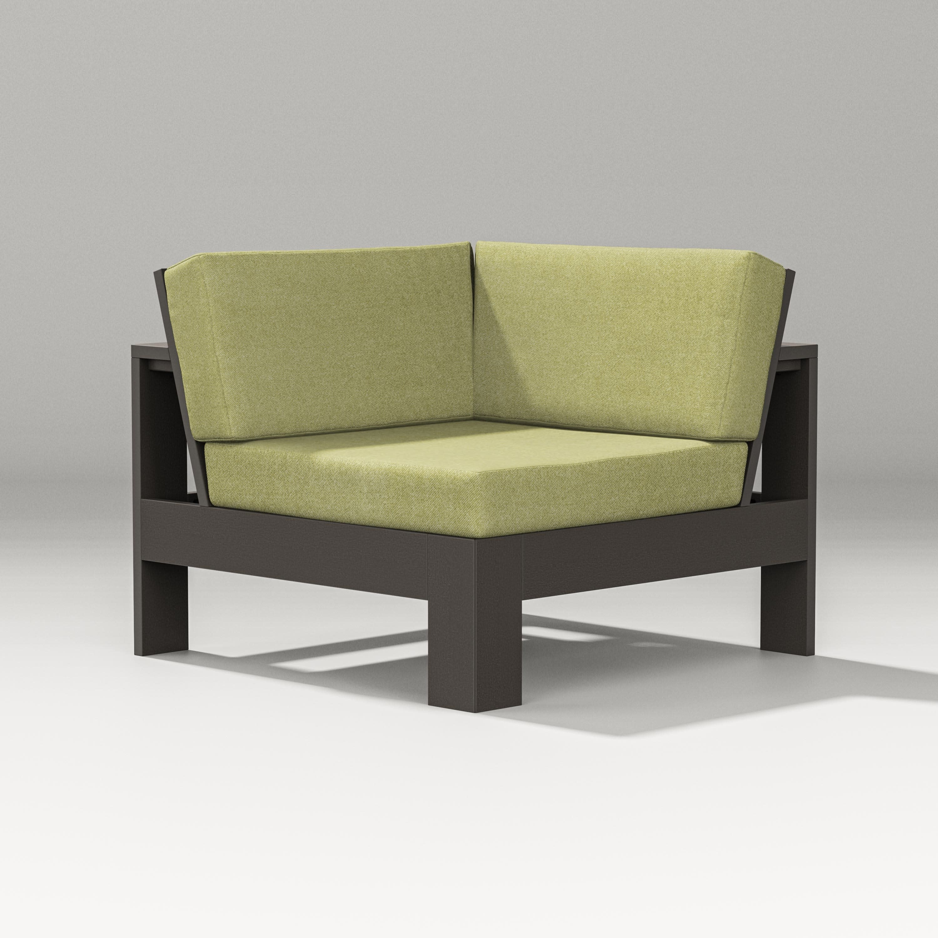 Latitude Modular Corner Chair in Vintage Coffee / Chartreuse Boucle