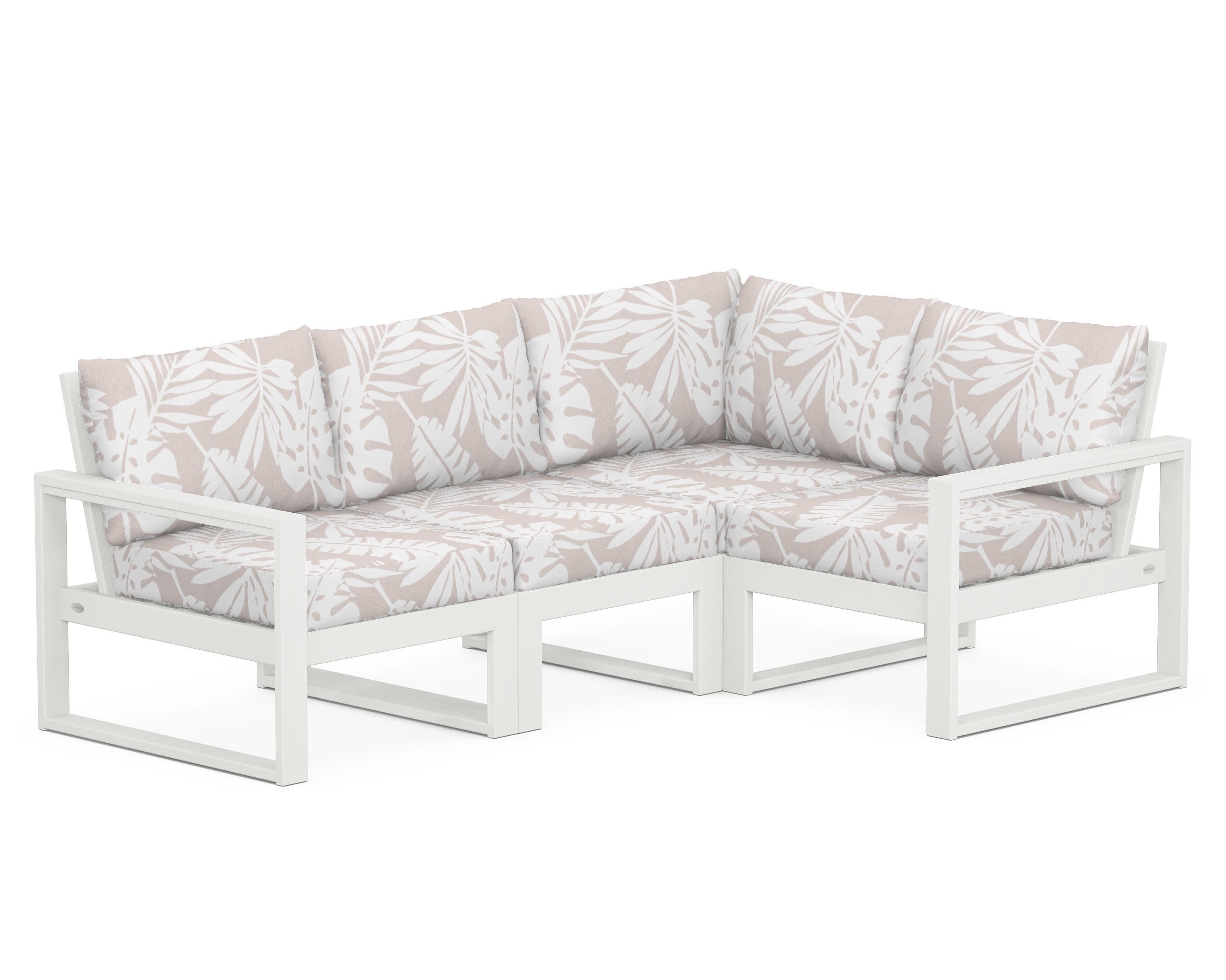 EDGE 4-Piece Modular Deep Seating Set in Vintage White / Leaf Dune Burlap