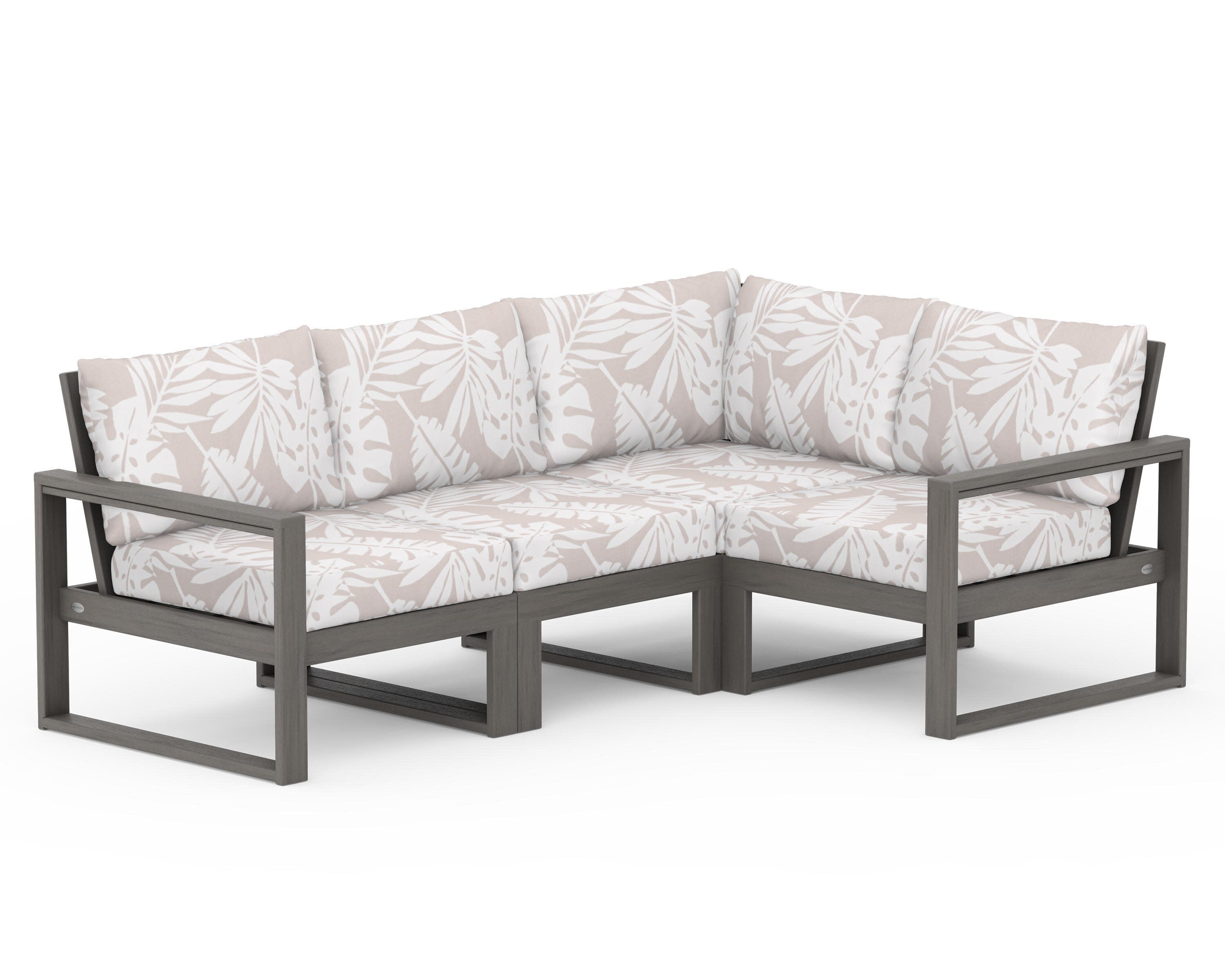 EDGE 4-Piece Modular Deep Seating Set in Driftwood / Leaf Dune Burlap