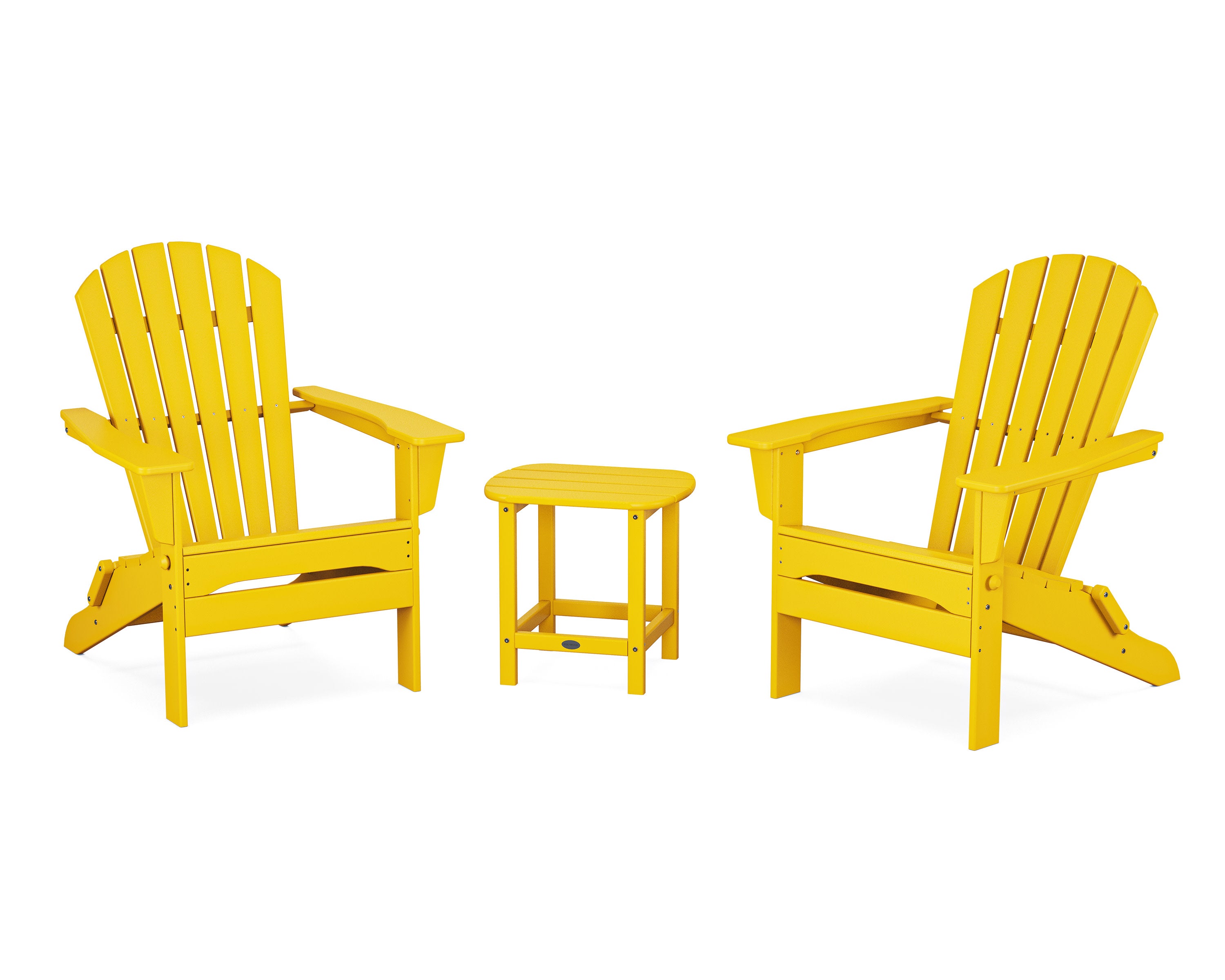 South Beach 3-Piece Folding Adirondack Set in Lemon