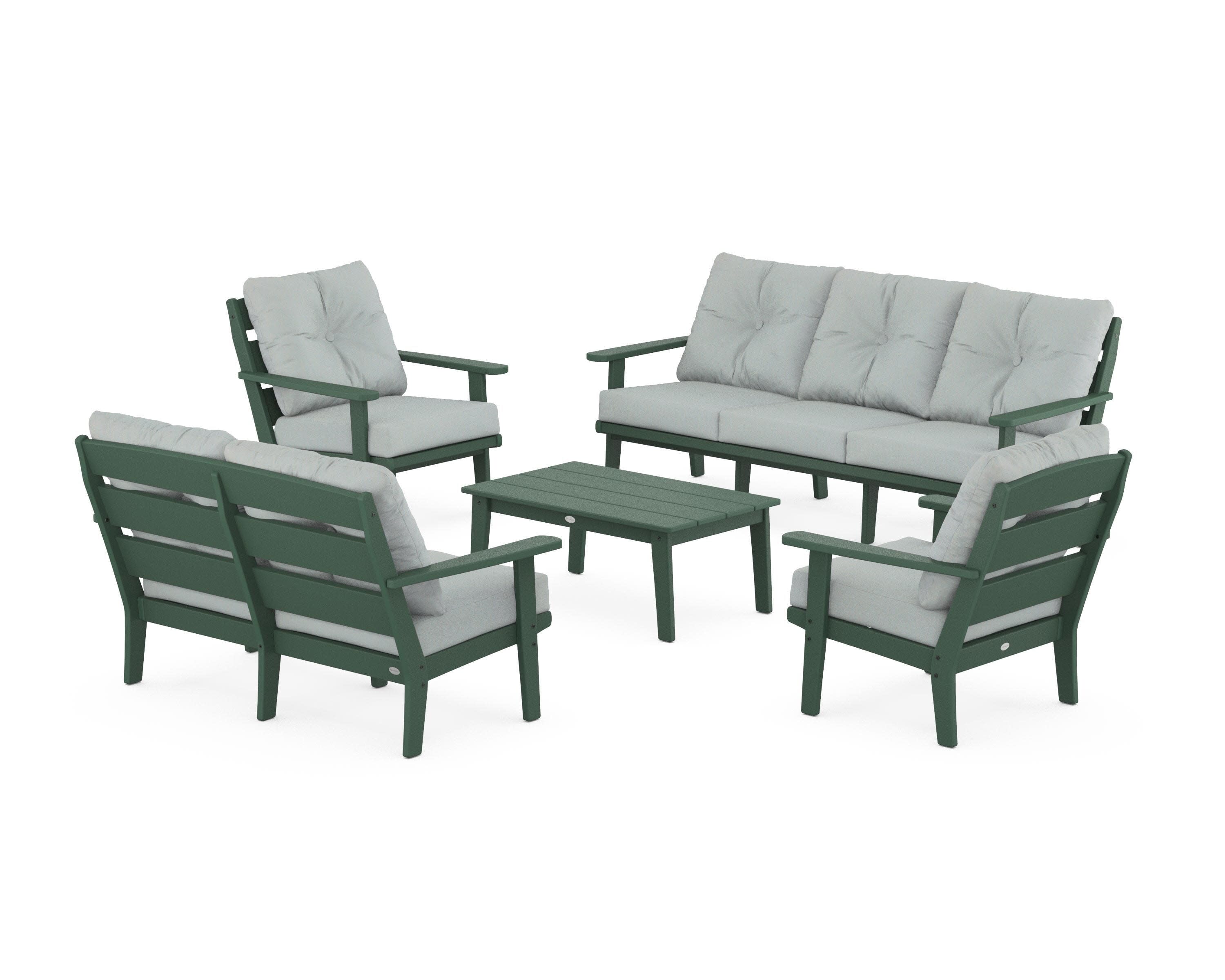 Lakeside 5-Piece Lounge Sofa Set in Green / Spa