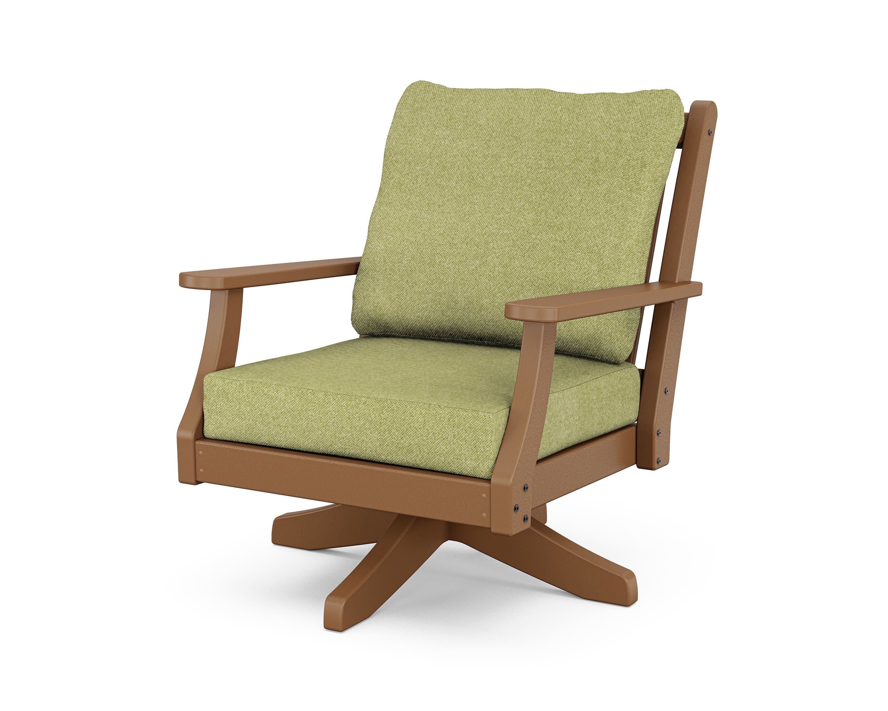 Wovendale Deep Seating Swivel Chair in Teak / Chartreuse Boucle