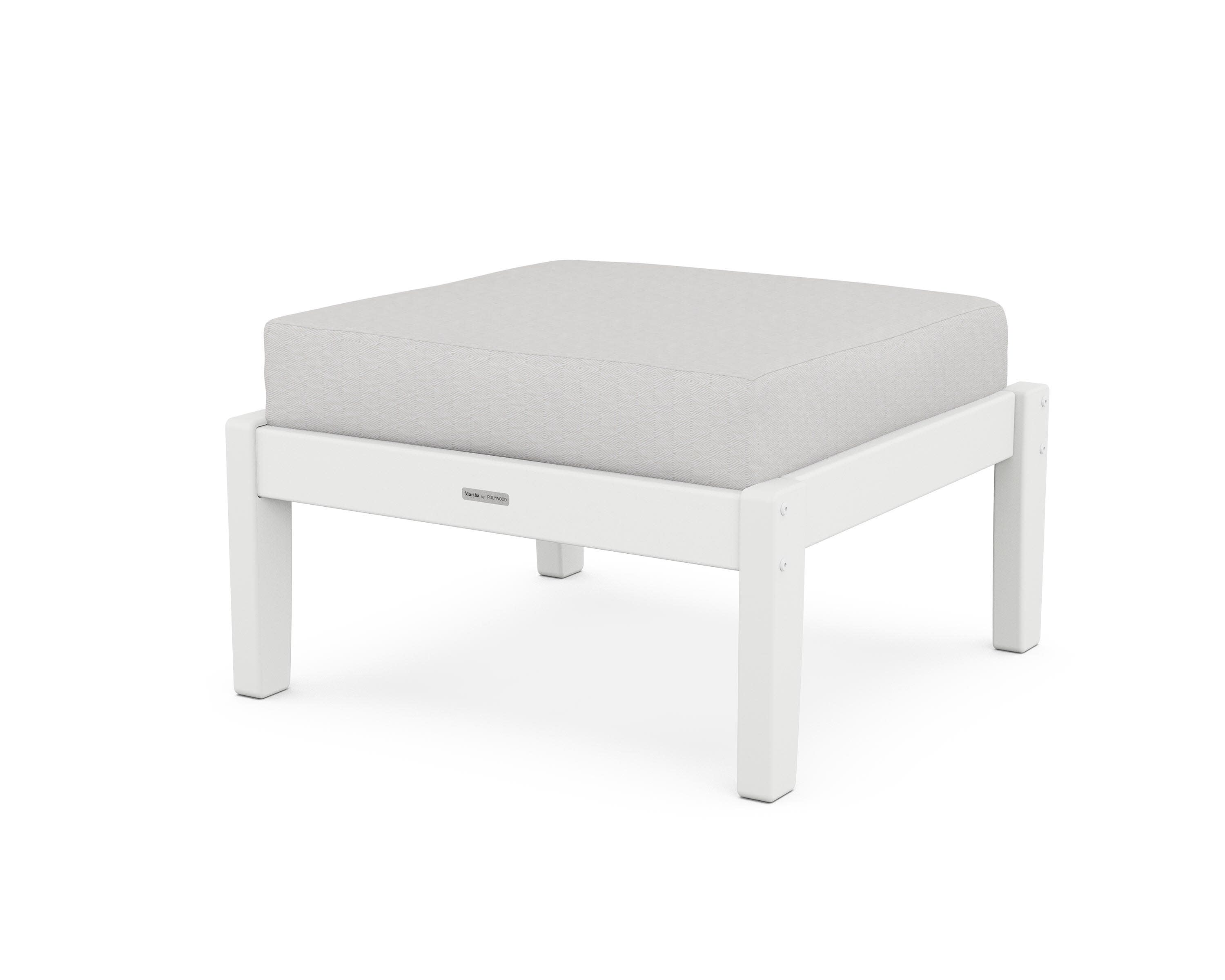 Chinoiserie Deep Seating Ottoman in White / Diamond in the Rough