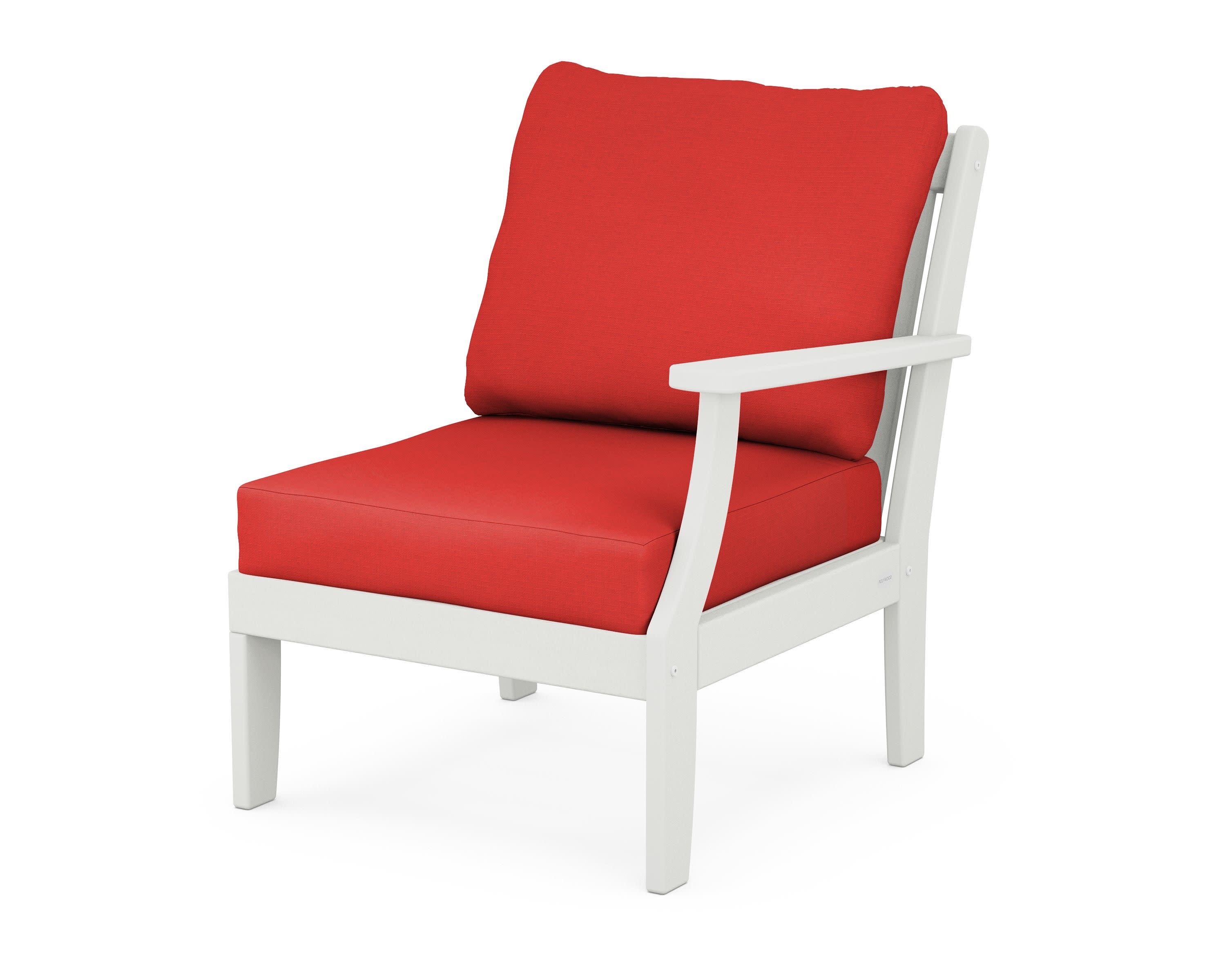 Braxton Modular Right Arm Chair in Vintage White / Crimson Linen