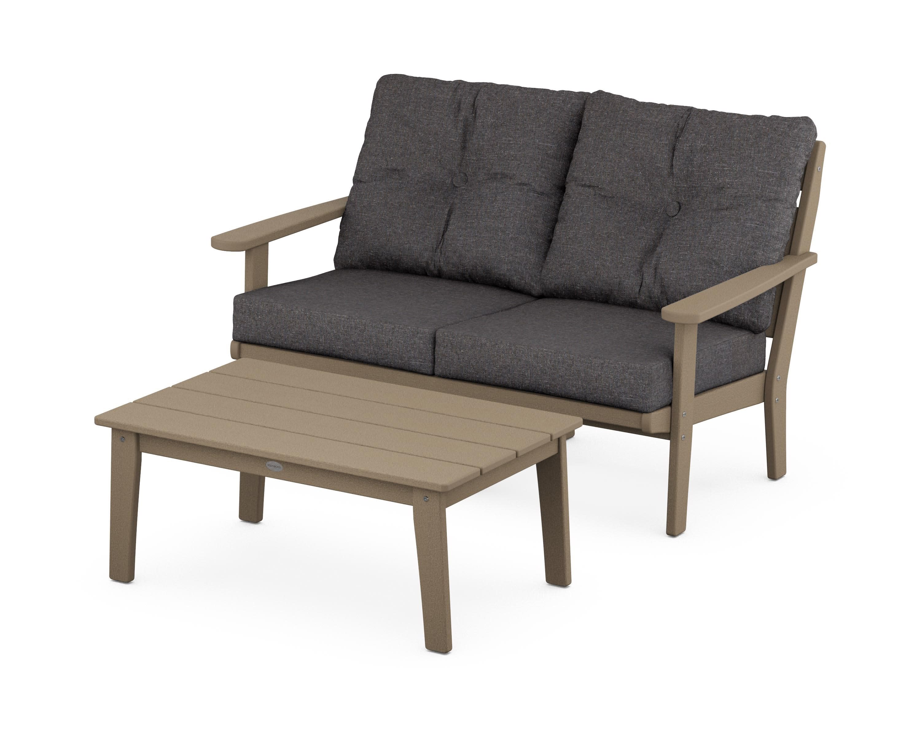 Lakeside 2-Piece Lounge Loveseat Set in Vintage Sahara / Ash Charcoal