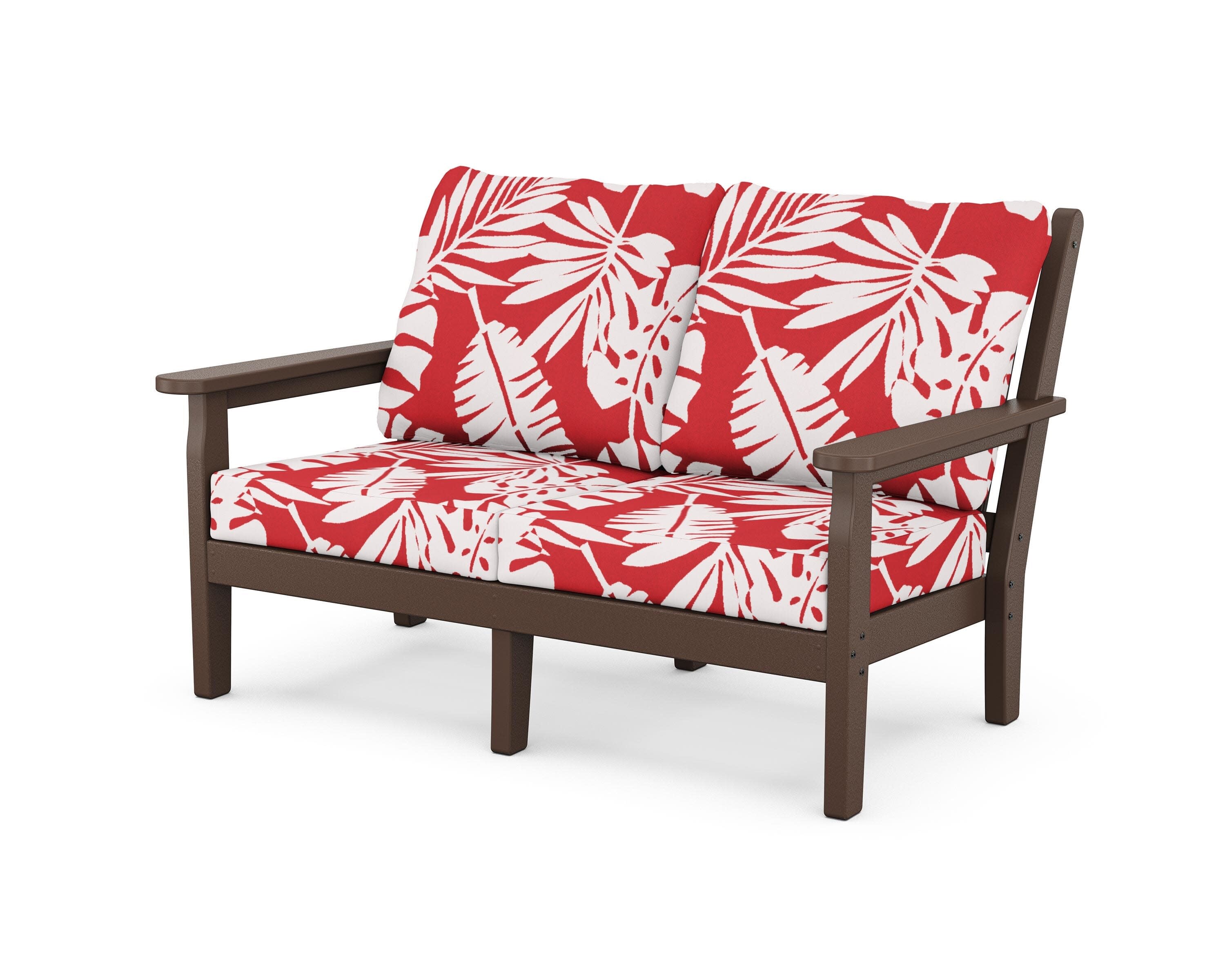 Chippendale Deep Seating Loveseat in Mahogany / Leaf Crimson