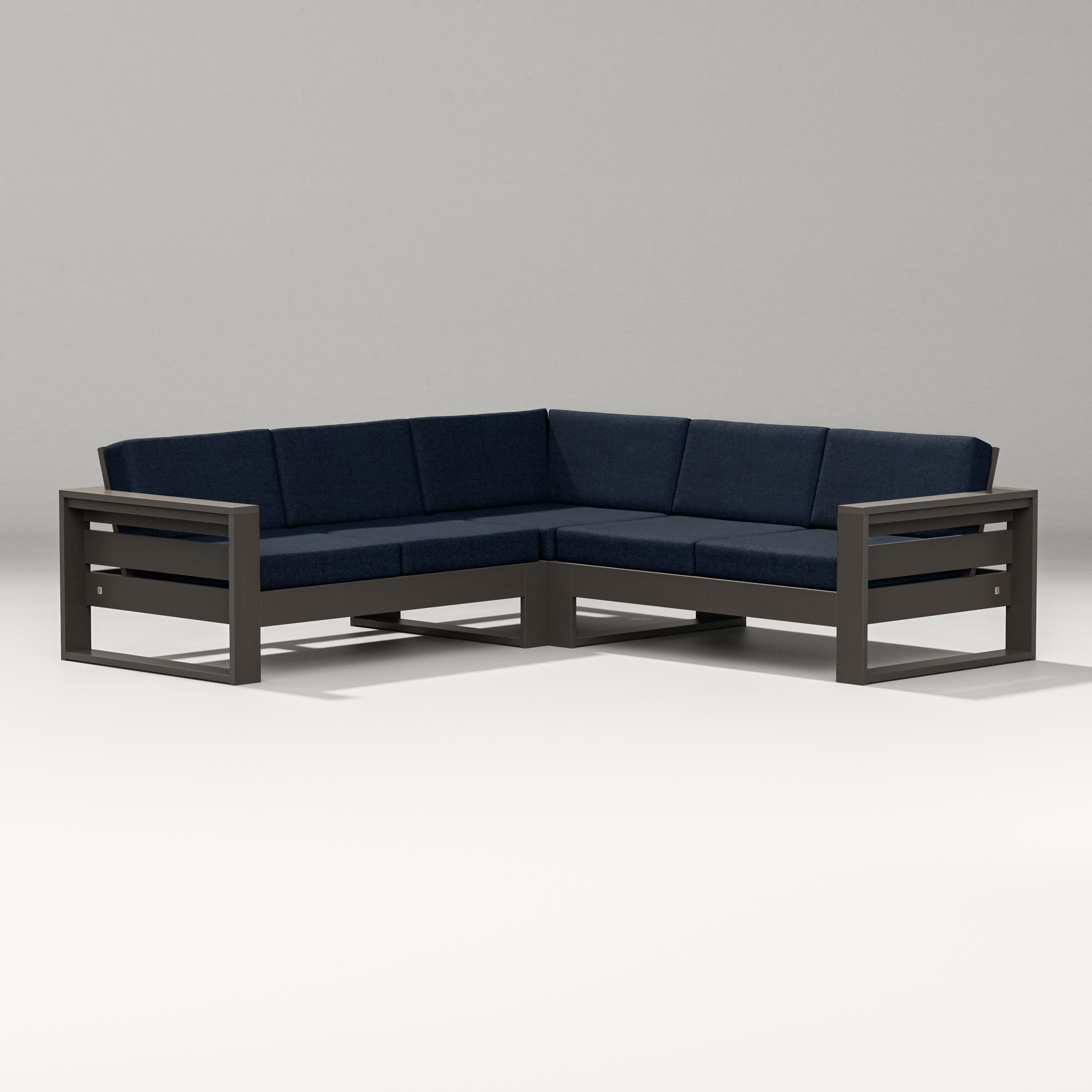 Latitude Corner Sectional in Vintage Coffee / Marine Indigo