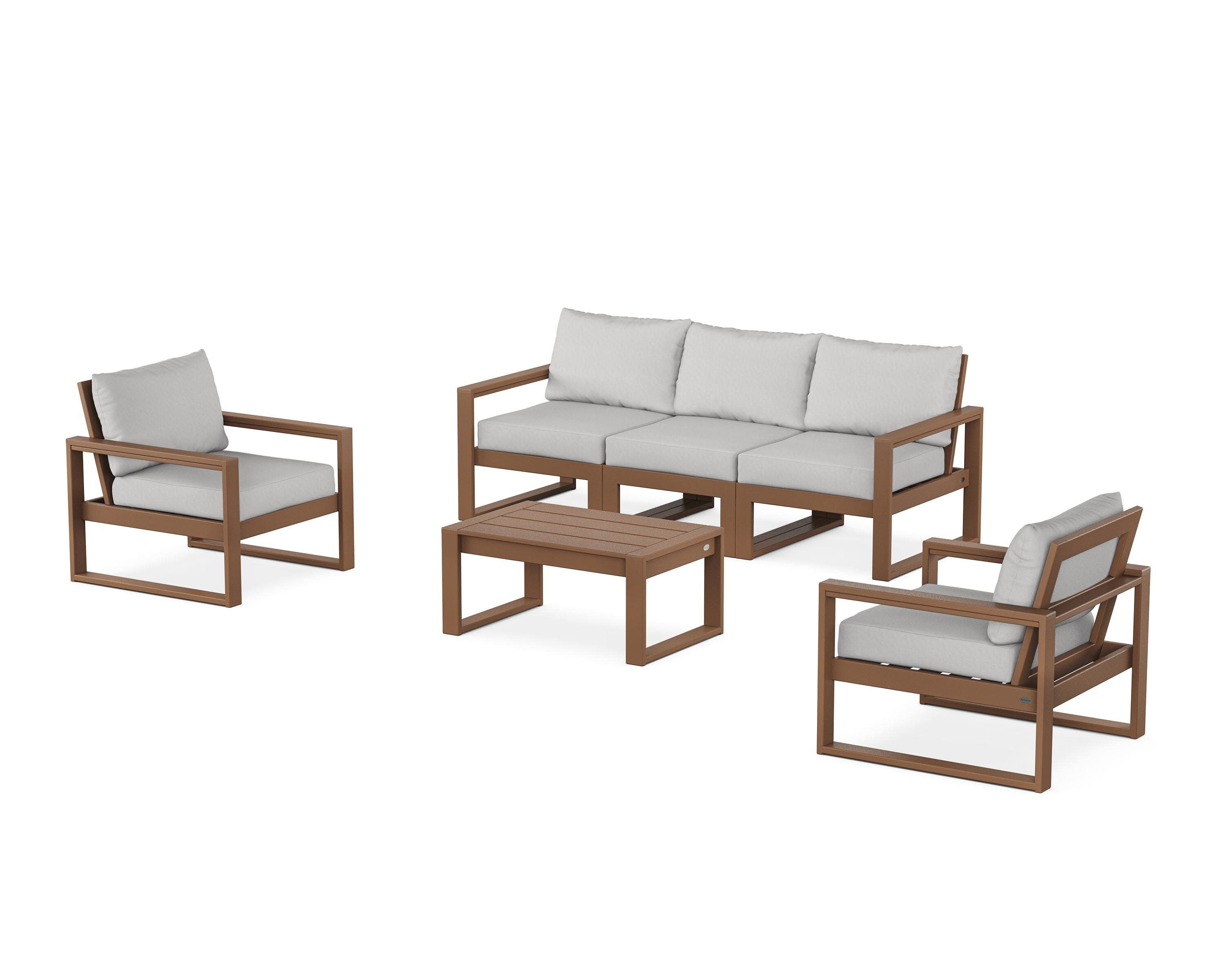 EDGE Sectional 4-Piece Deep Seating Set with Sofa in Teak / Diamond in the Rough