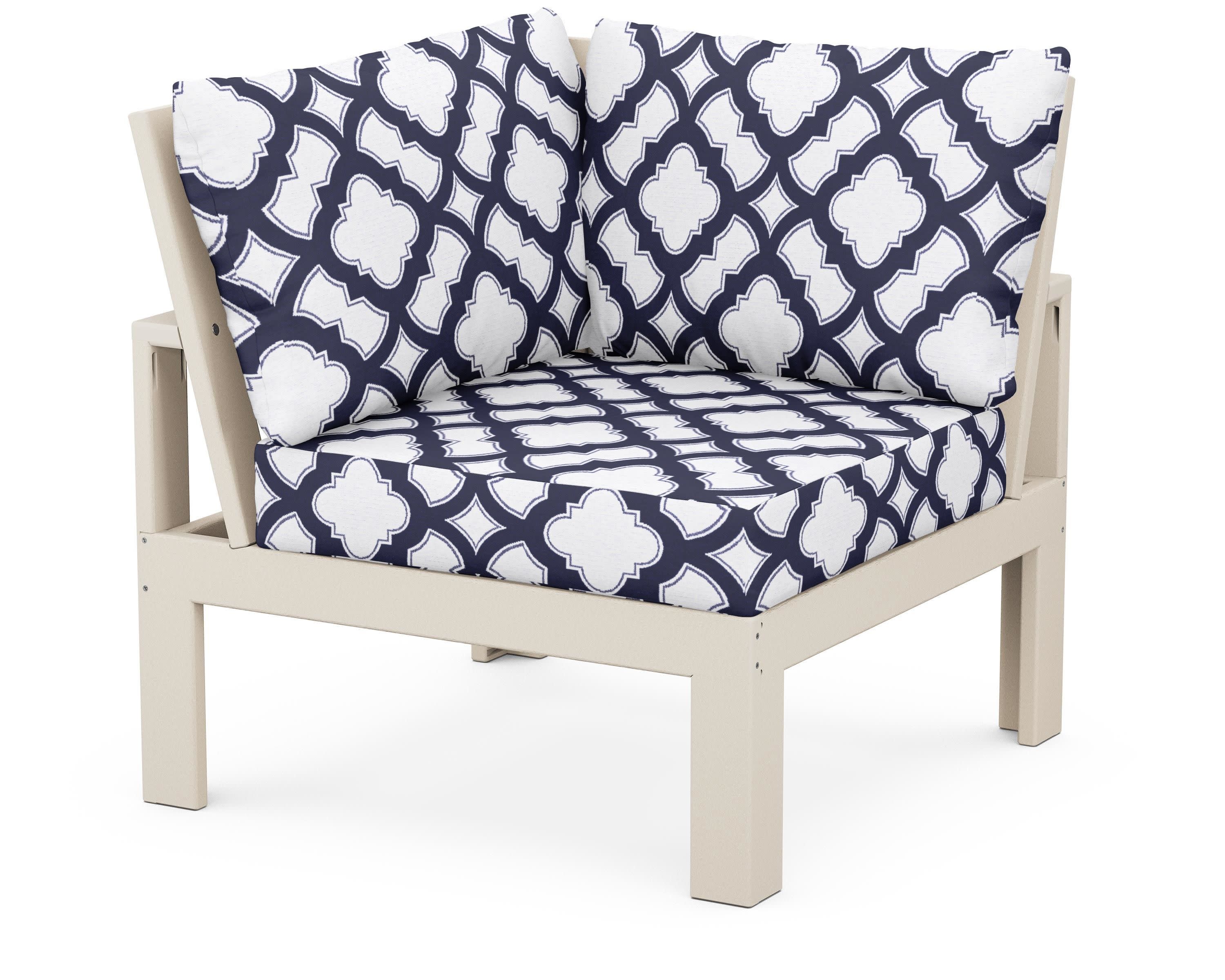 Modular Corner Chair in Sand / Trellis Navy
