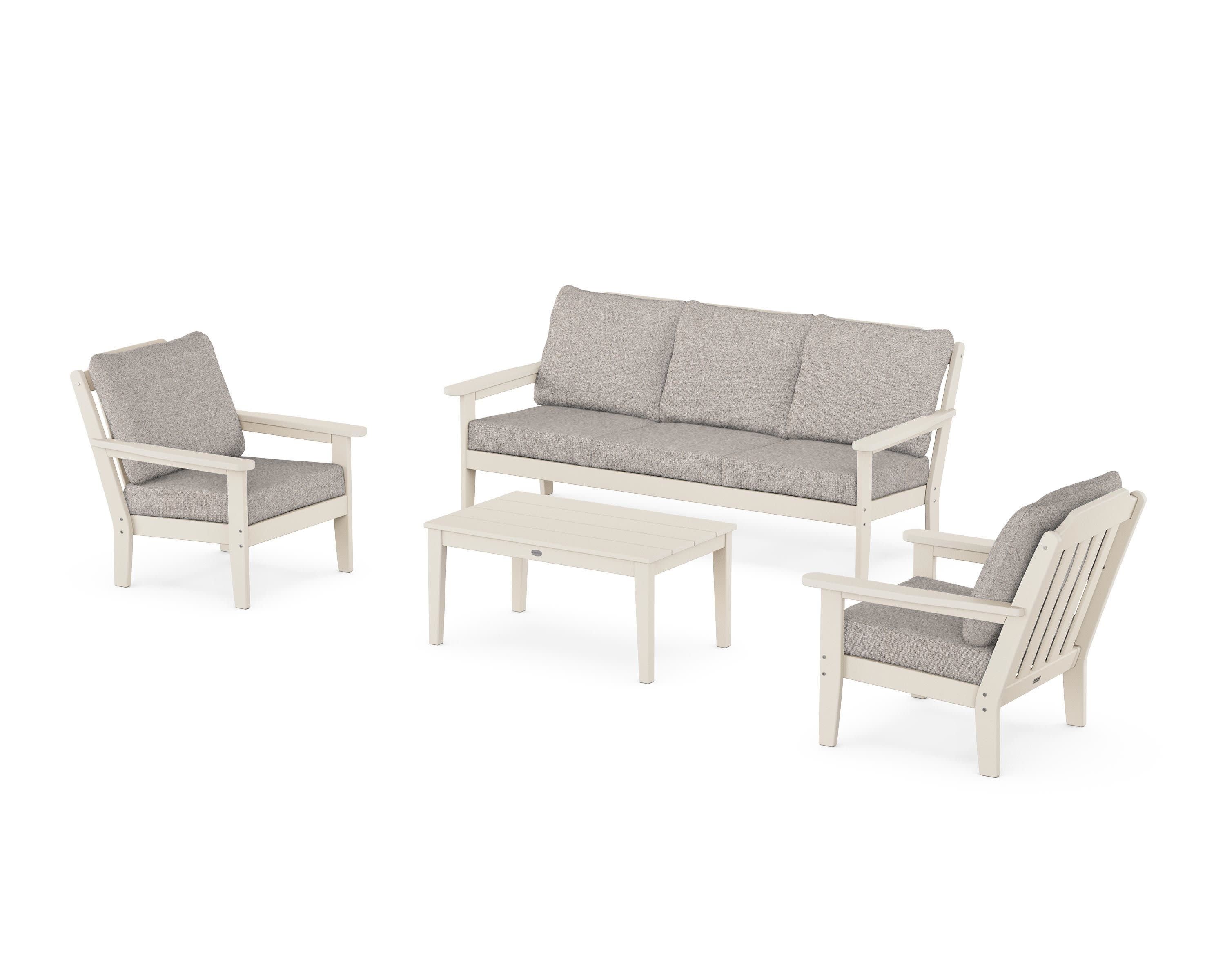 Cottage 4-Piece Deep Seating Set with Sofa in Sand / Weathered Tweed