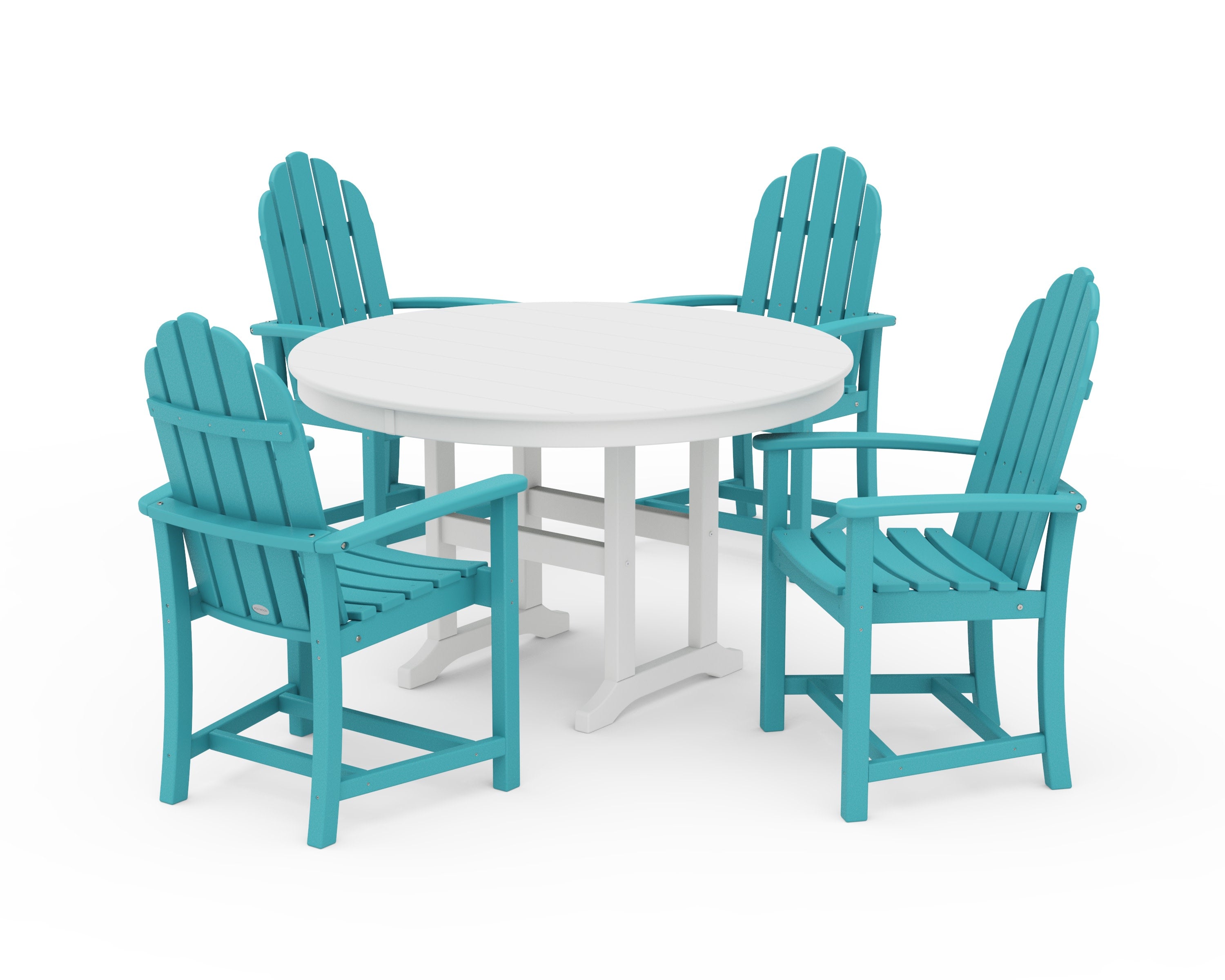 Classic Adirondack 5-Piece Round Farmhouse Dining Set in Aruba / White