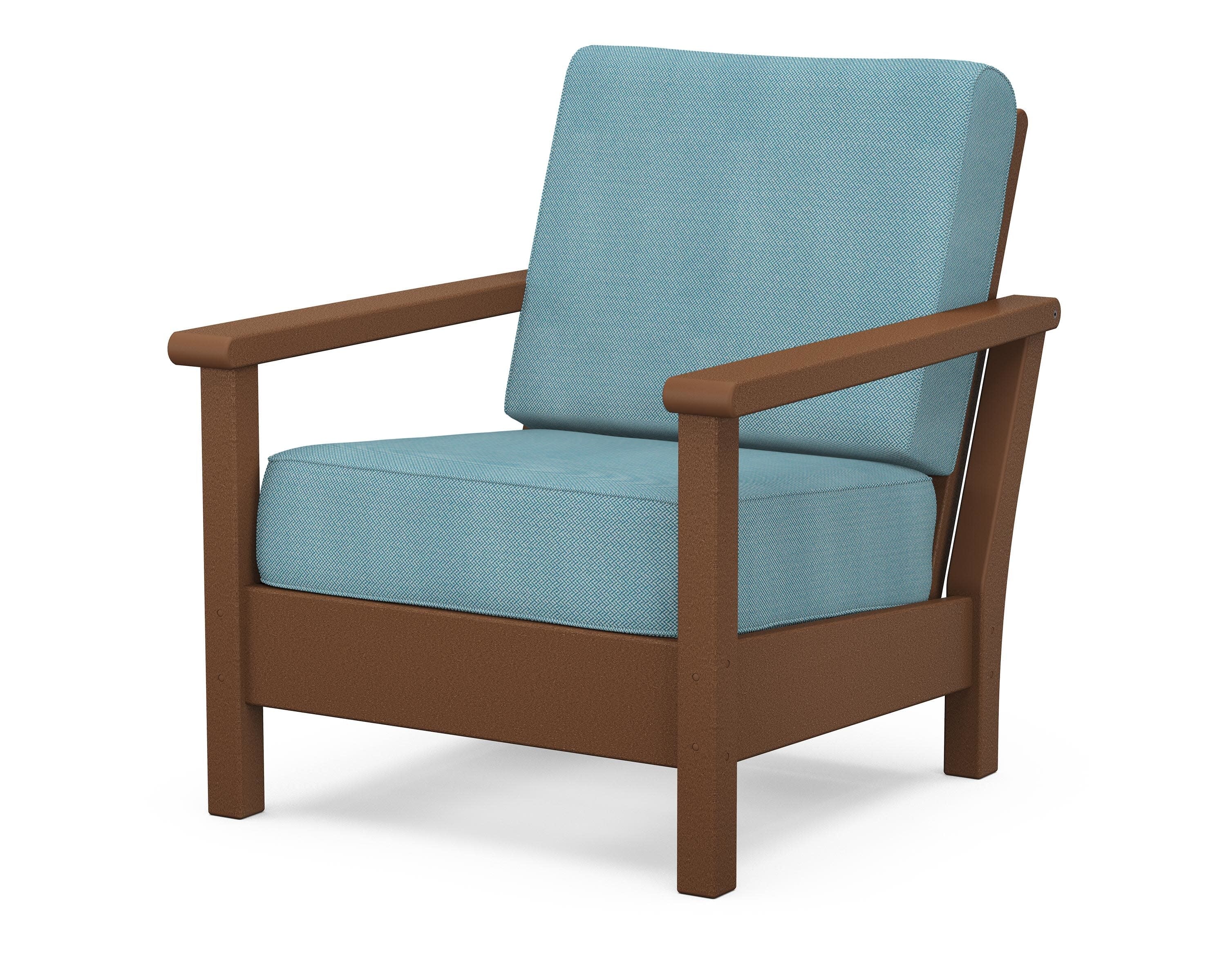 Harbour Deep Seating Chair in Teak / Lattice Sky Blue
