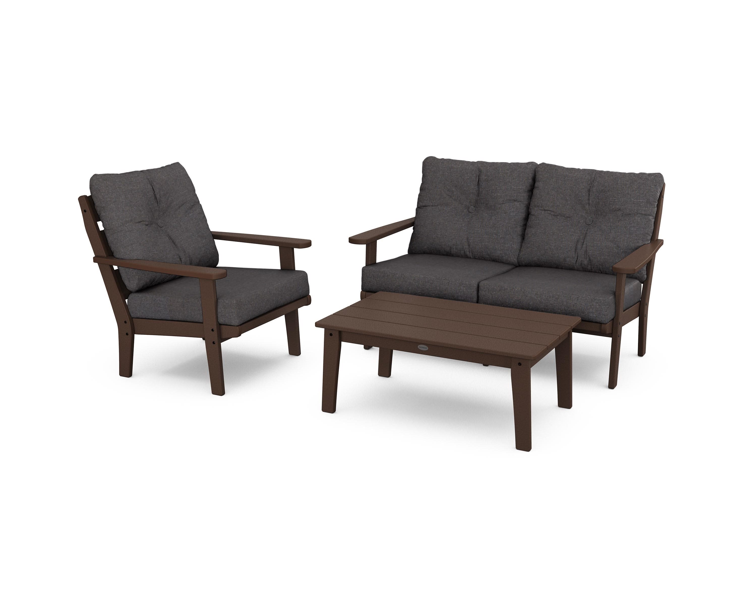 Lakeside 3-Piece Deep Seating Set in Mahogany / Ash Charcoal
