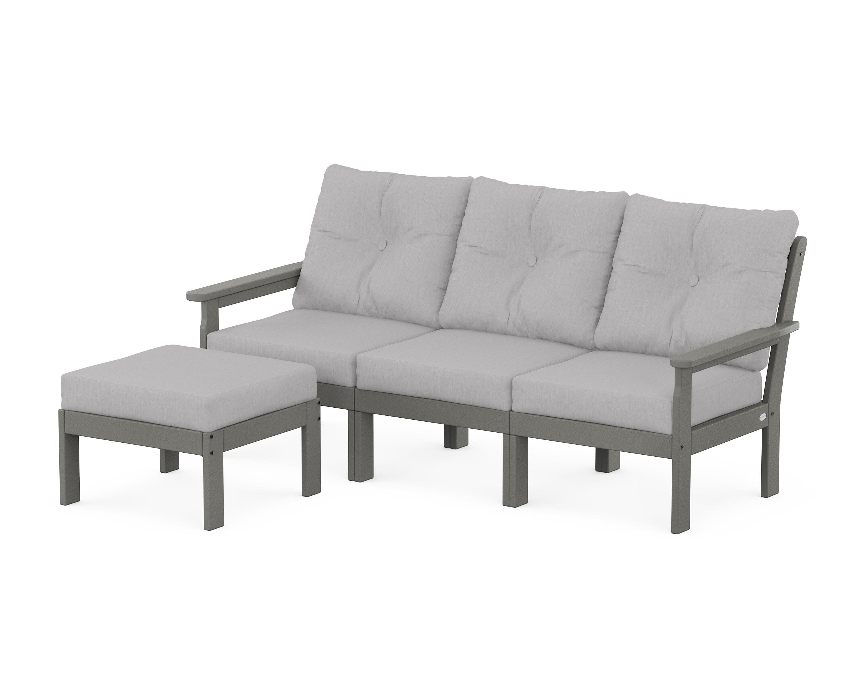 Vineyard 4-Piece Sectional with Ottoman in Slate Grey / Granite